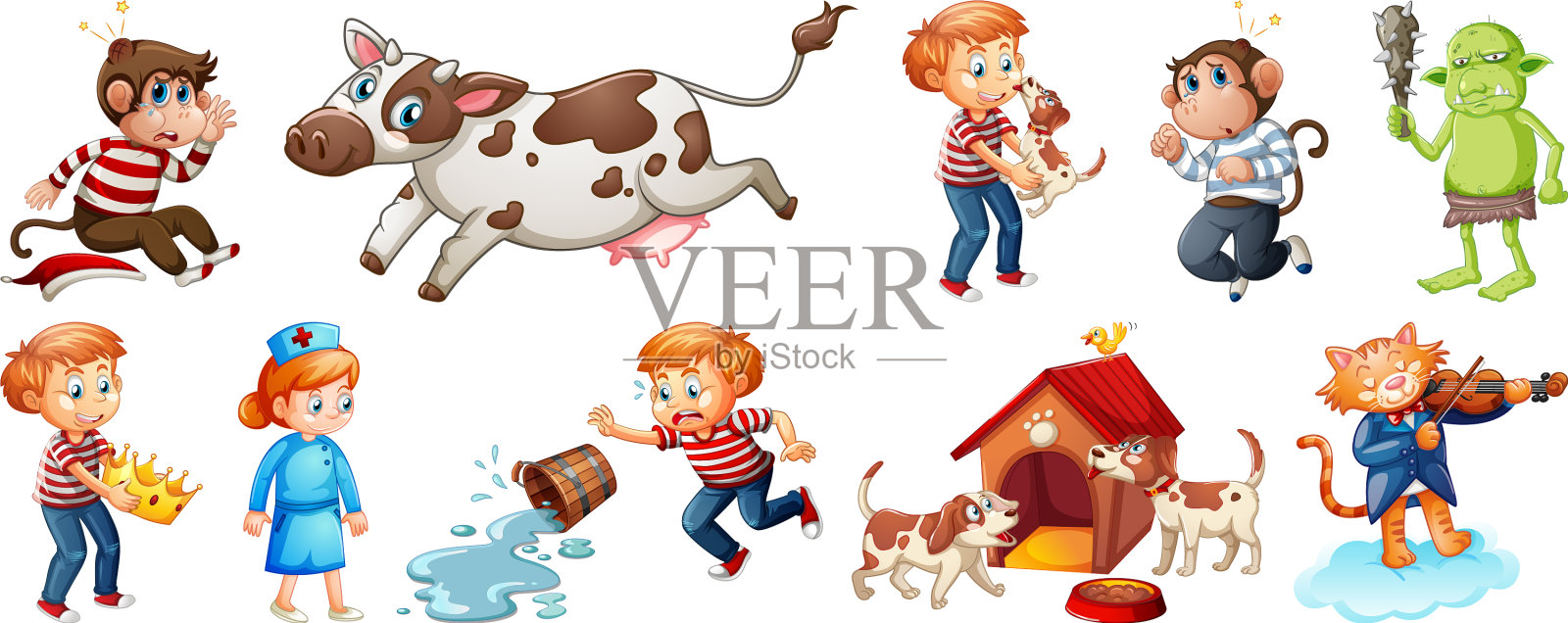 设置不同的童谣字符孤立插画图片素材