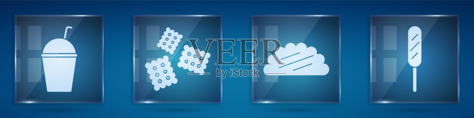 设置奶昔饼干饼干玉米饼图标素材