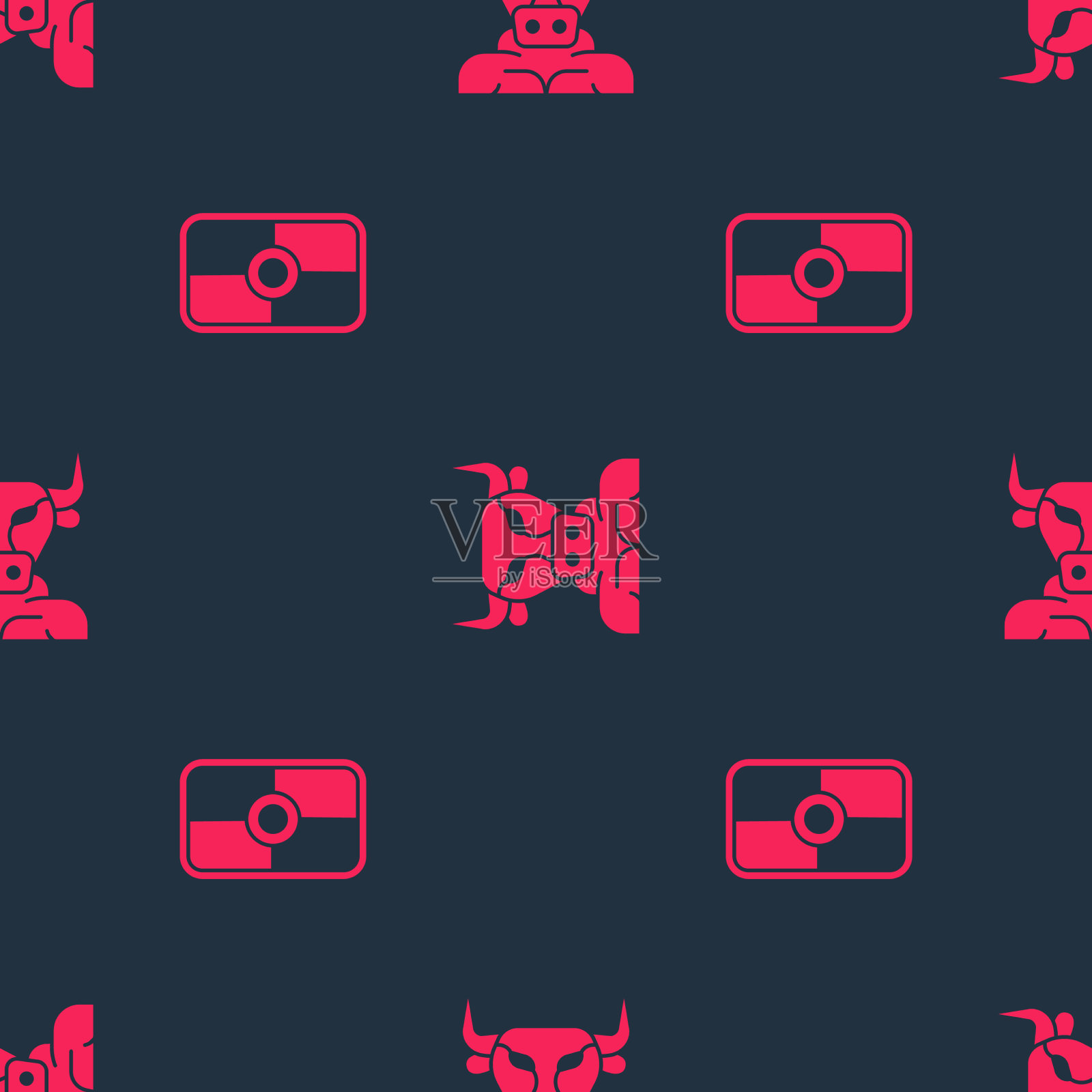 设置希腊盾和牛头怪无缝模式图标素材