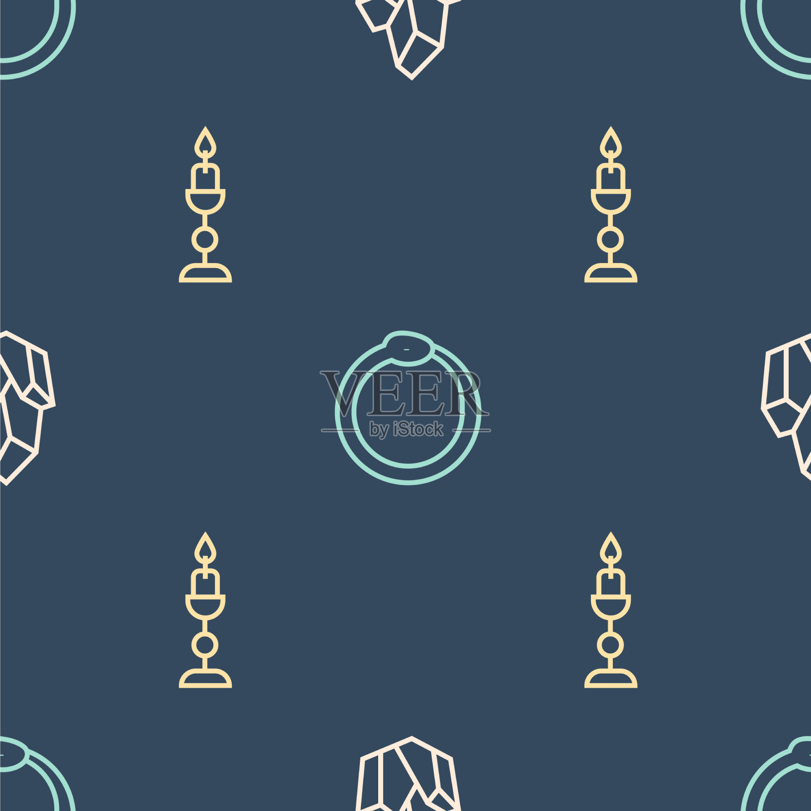 设行魔法石，燃烧蜡烛和衔尾蛇图标素材