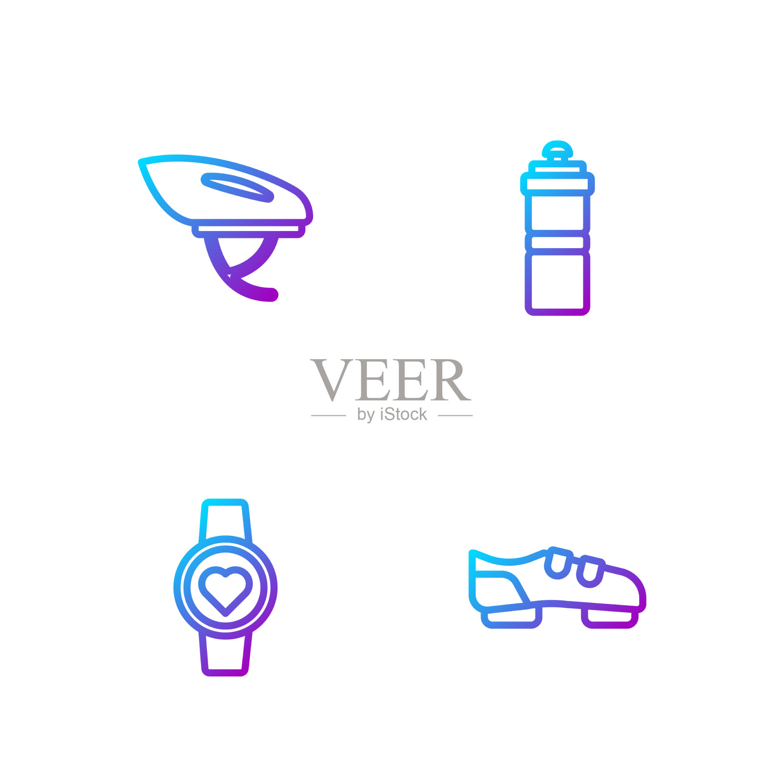 集线自行车鞋智能手表头盔和图标素材