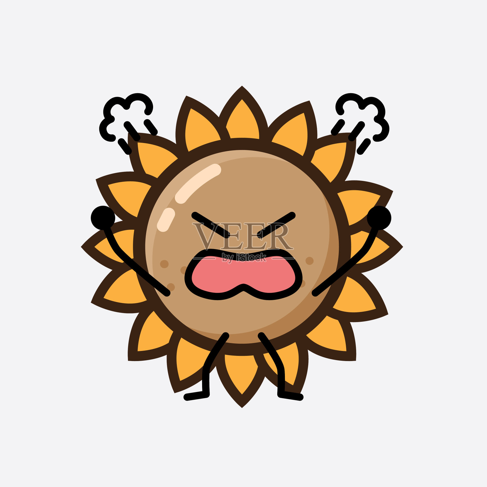 可爱的向日葵人物有着憨厚的脸和双手插画图片素材