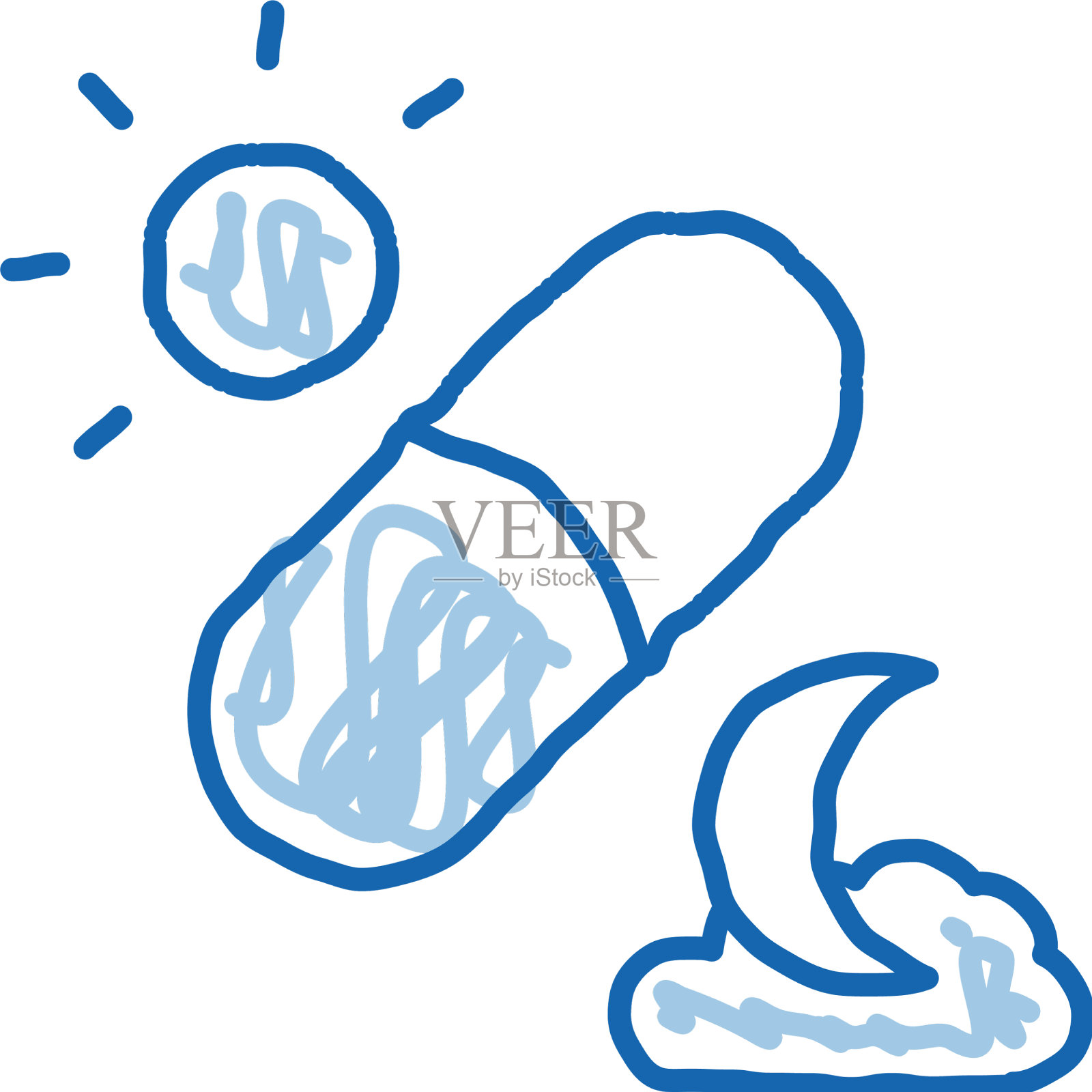 光合作用和胶囊补充doodle插画图片素材