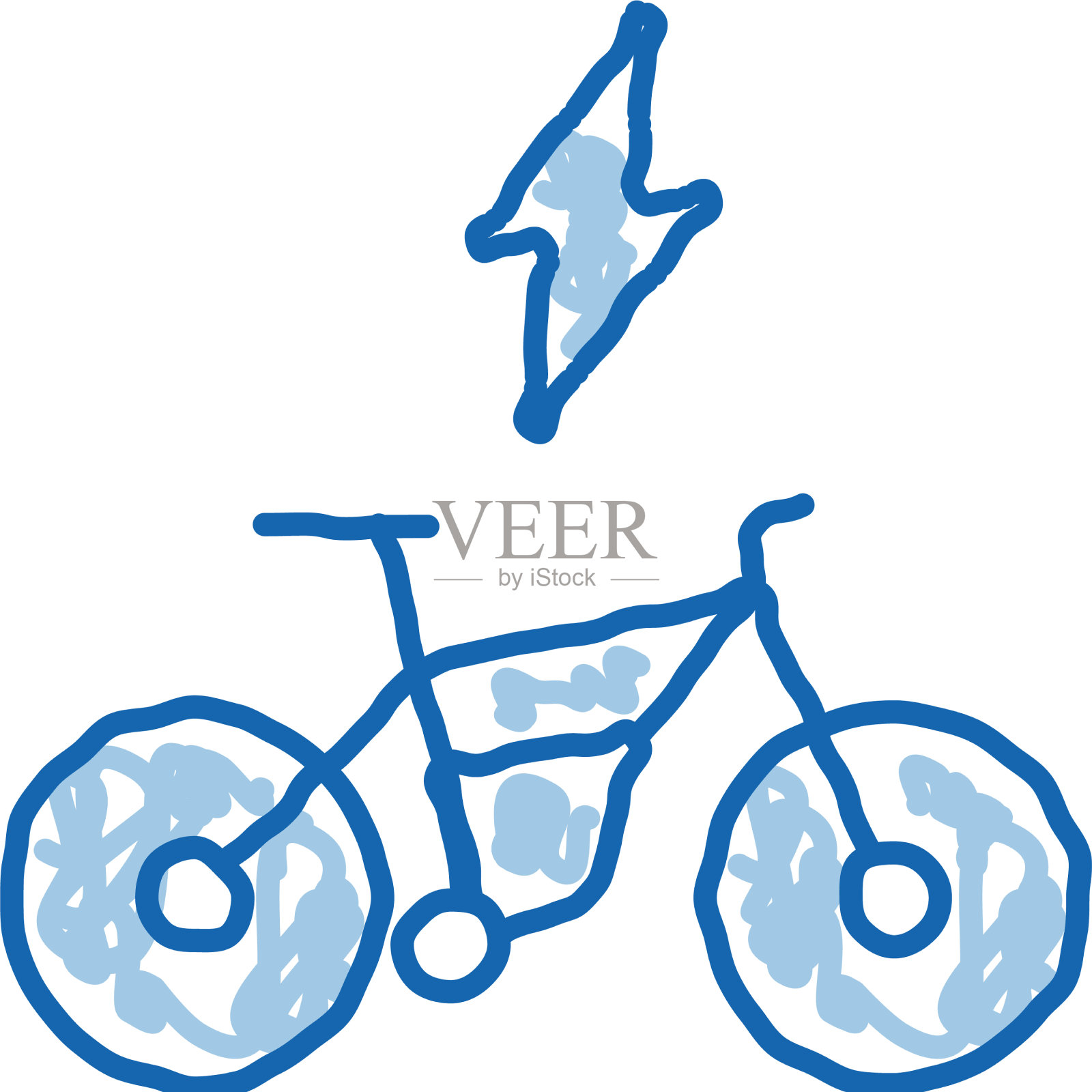 速度自行车涂鸦图标手绘设计元素图片