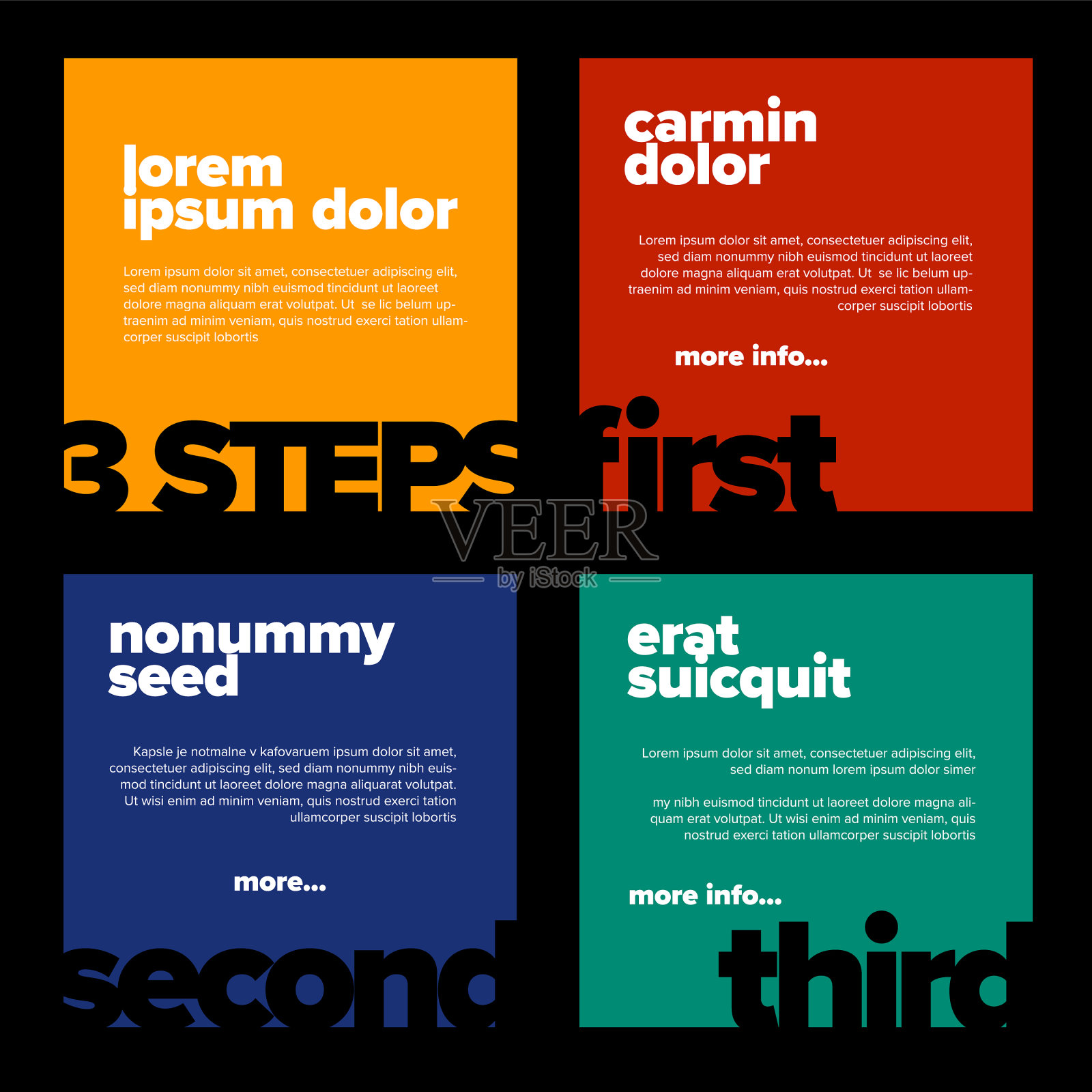 彩色方形信息图形步骤模板插画图片素材