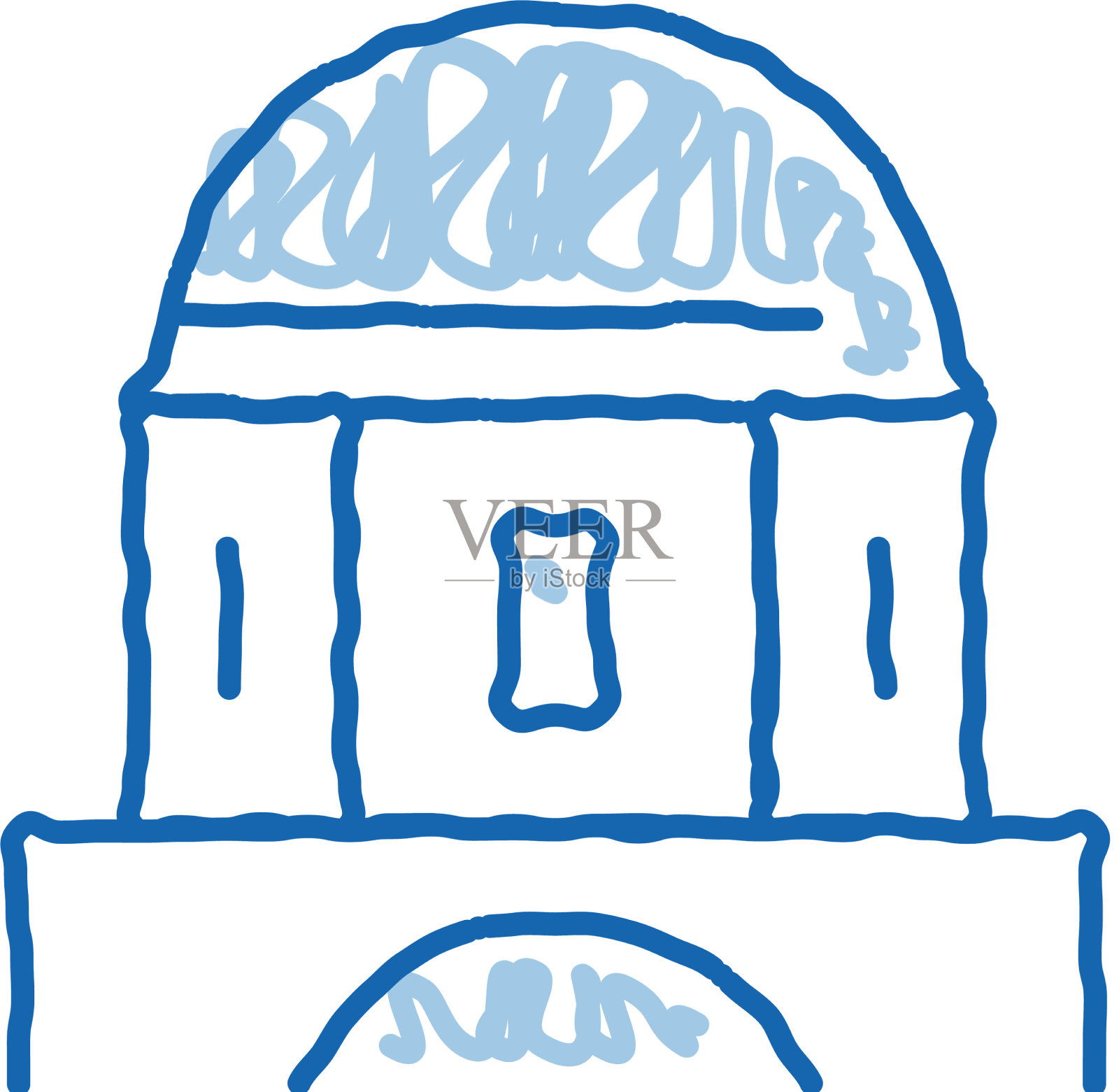 古典希腊建筑圆顶涂鸦图标手设计元素图片