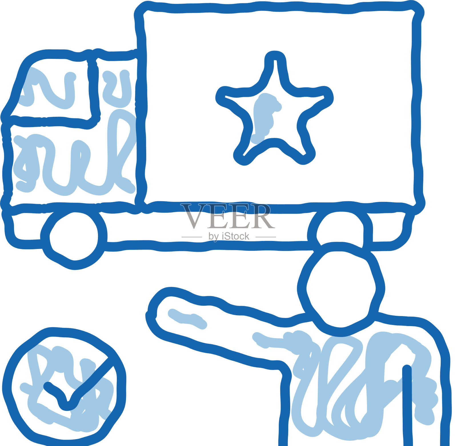 卡车电影涂鸦图标手绘设计元素图片