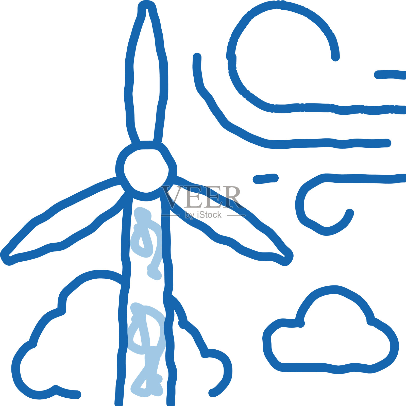 高风能磨坊涂鸦图标手绘设计元素图片