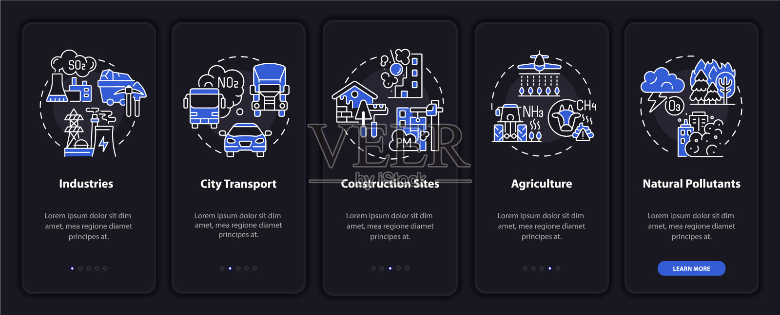 室外空气污染物上车手机应用页面插画图片素材