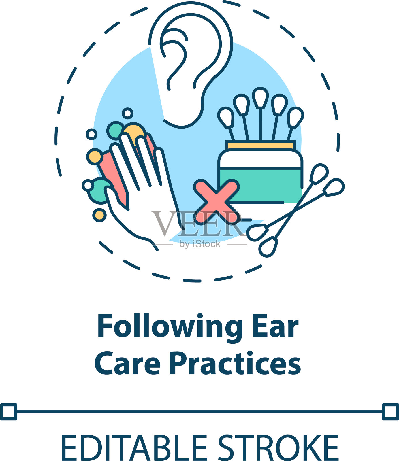 下面是耳部护理概念图标插画图片素材