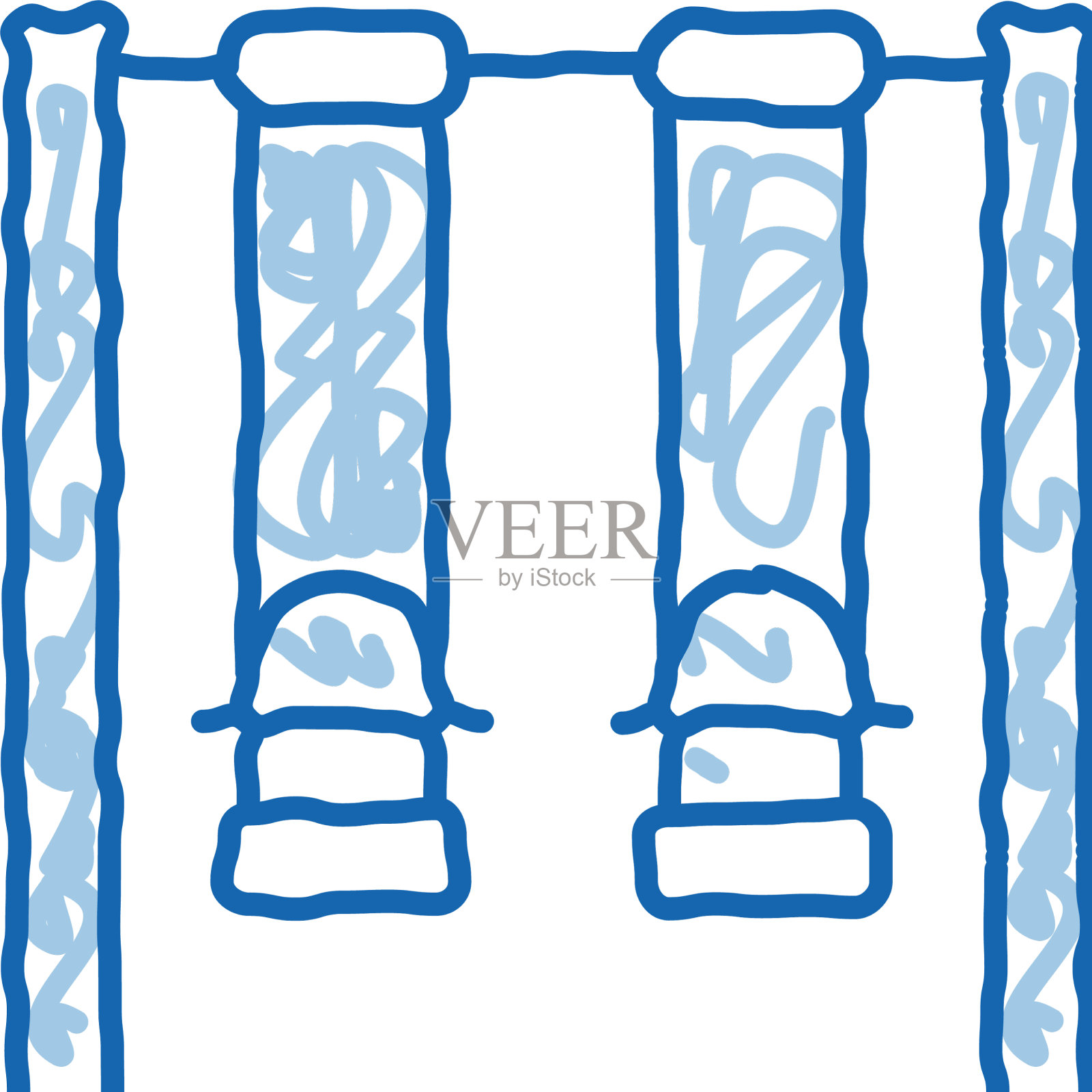 两个秋千为儿童涂鸦图标手绘设计元素图片