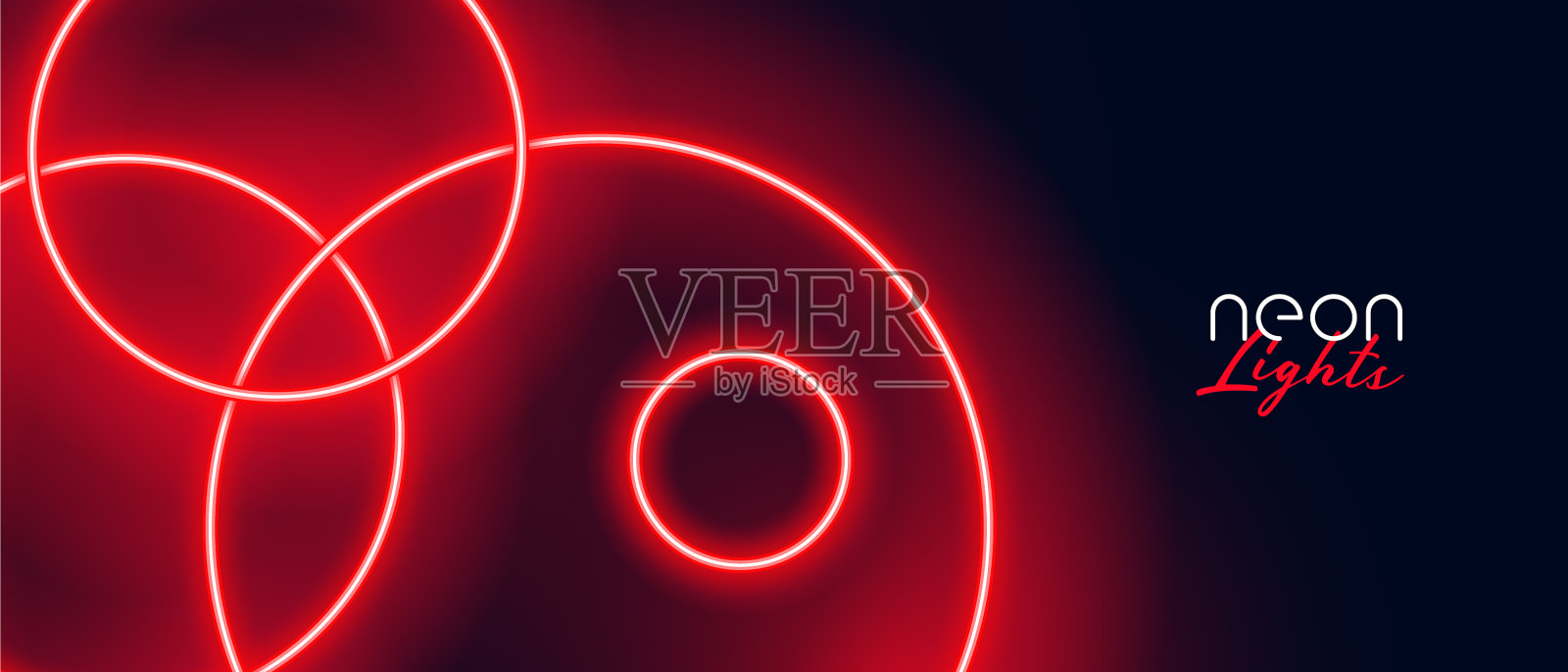 红色霓虹灯圈横幅设计插画图片素材