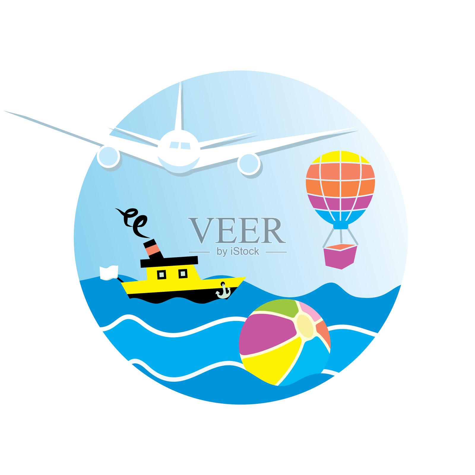 船球和气球的横幅关闭插画图片素材