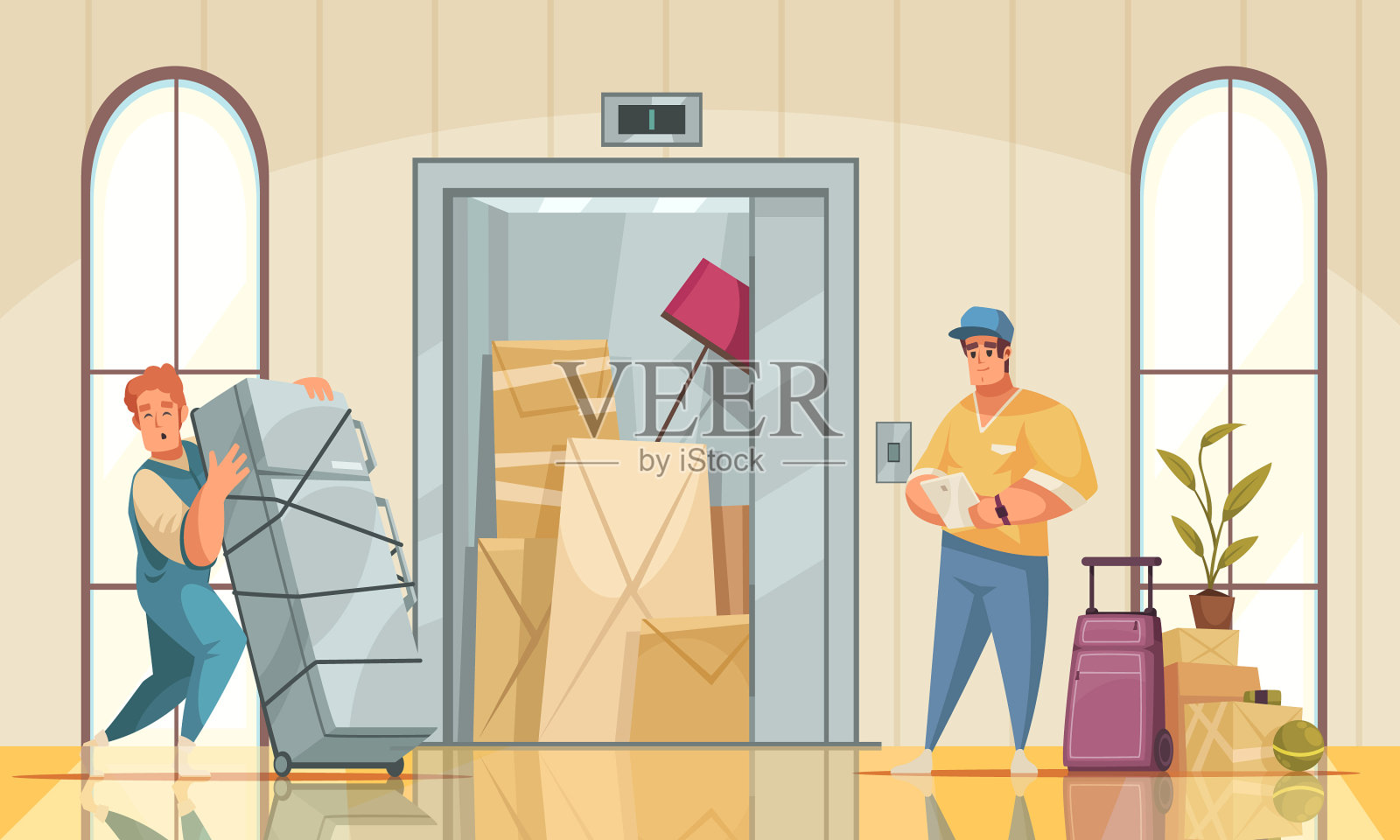 搬家新房内部插画图片素材