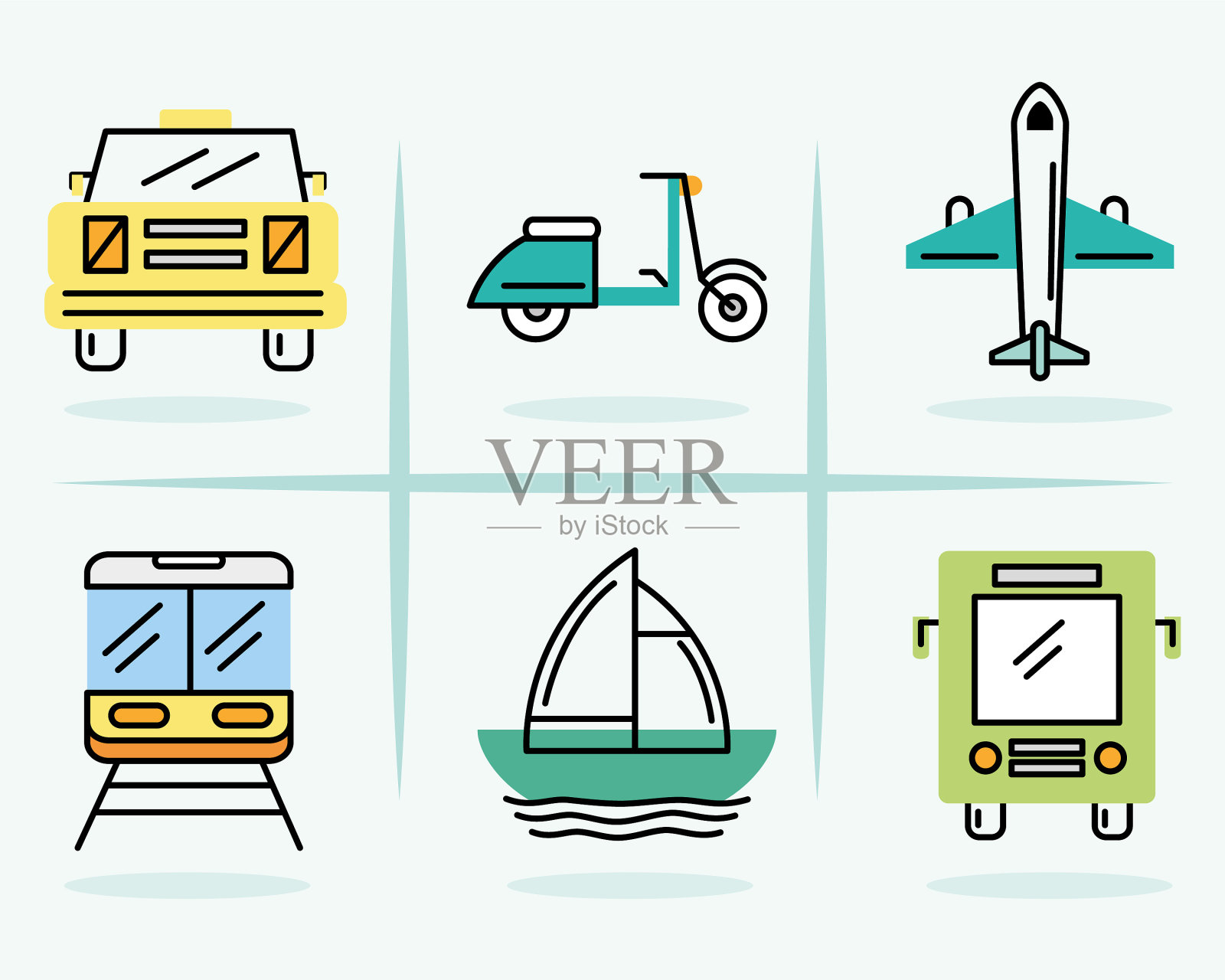 六个运输图标插画图片素材