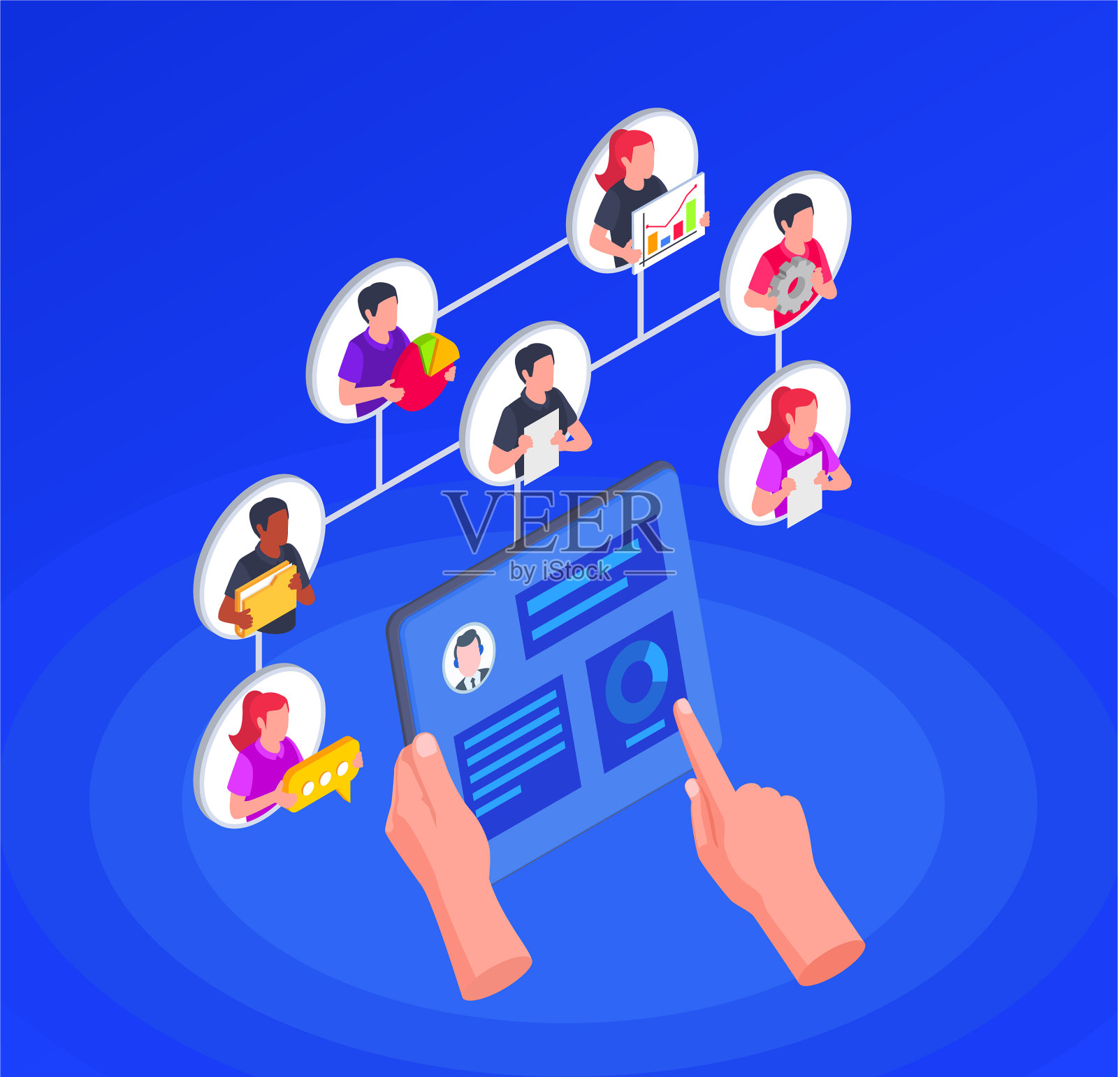 远程管理等距概念插画图片素材