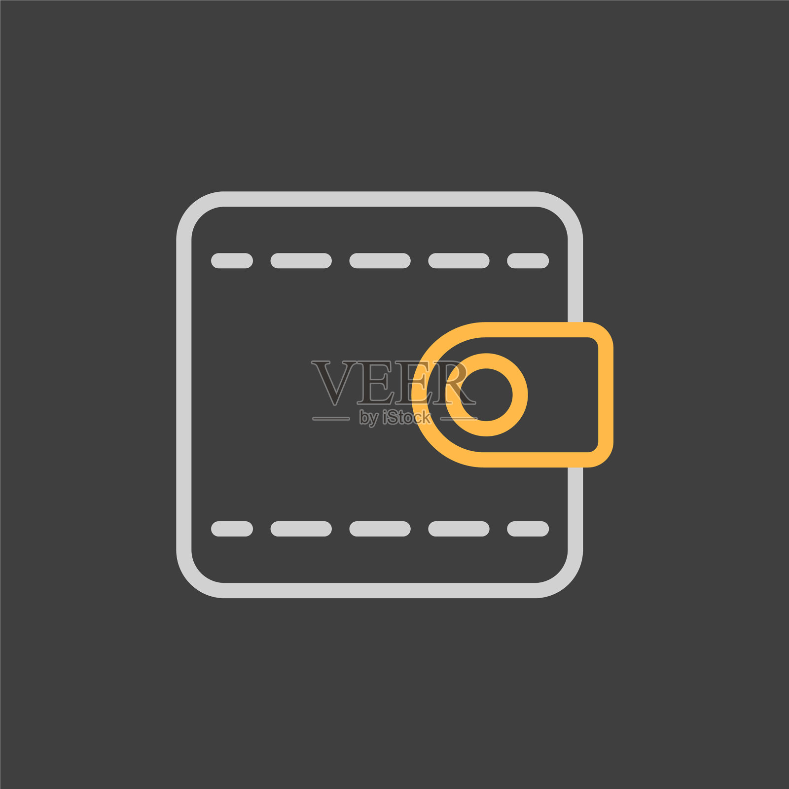 皮夹钱包孤立的图标在黑暗的背景插画图片素材