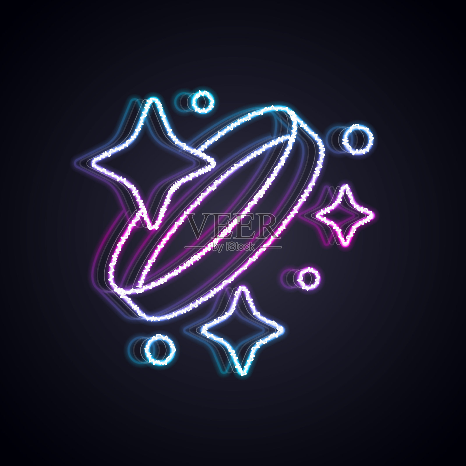 钻石订婚戒指图标孤立在黑色背景。向量插画图片素材