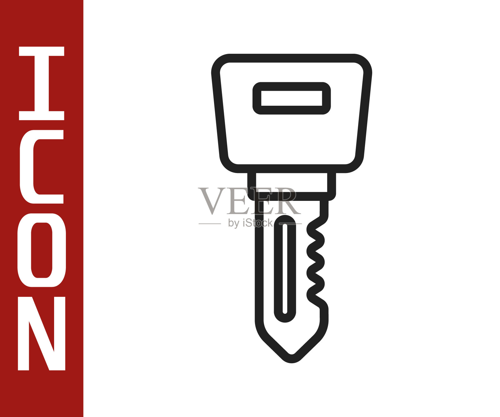 黑色线酒店门锁图标孤立在白色背景。向量设计元素图片