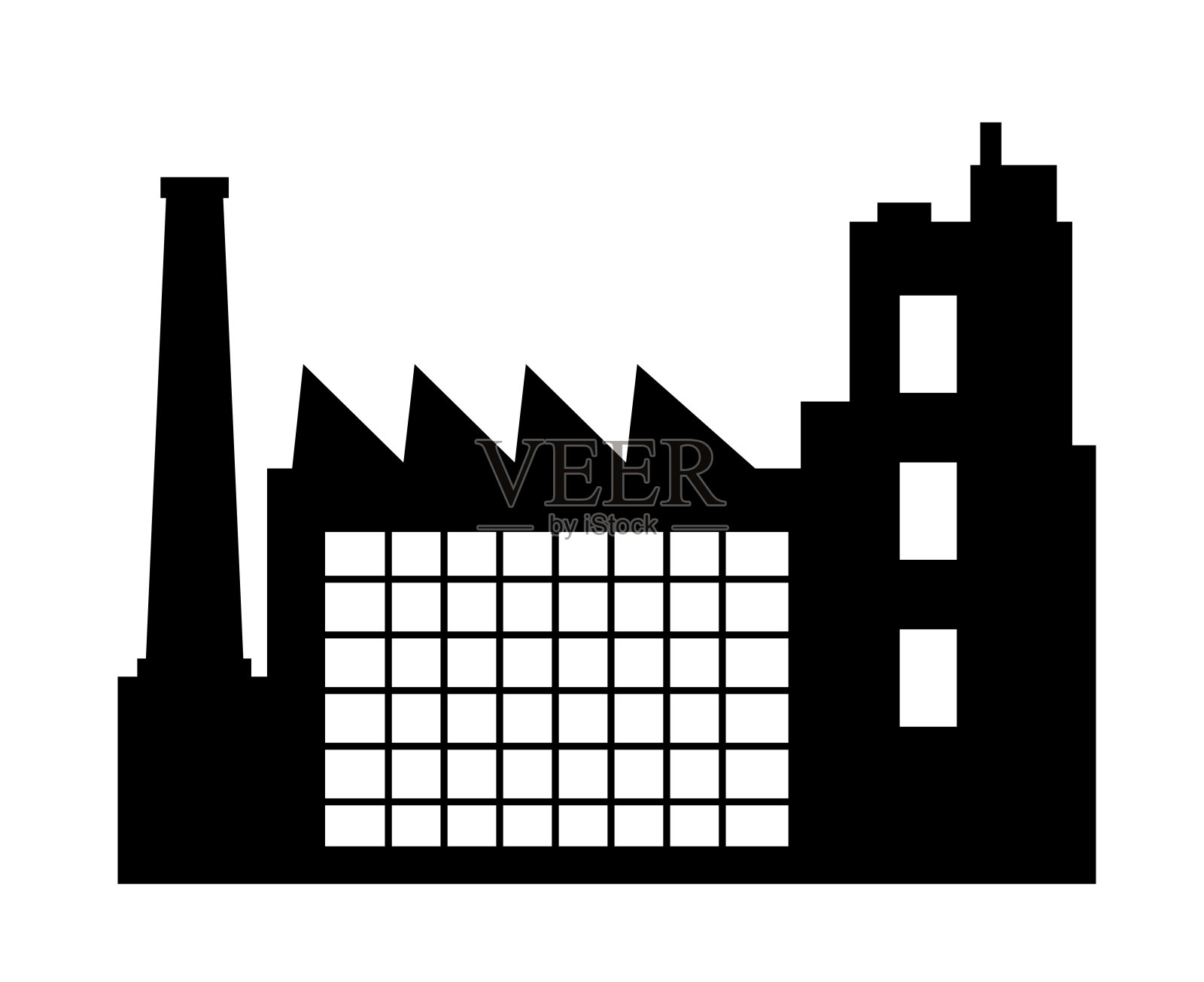 向量城市剪影对象元素复古工业工厂插画图片素材