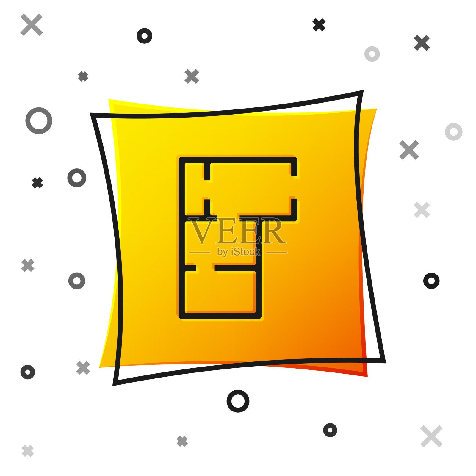 黑色的房子计划图标孤立在白色的背景插画图片素材