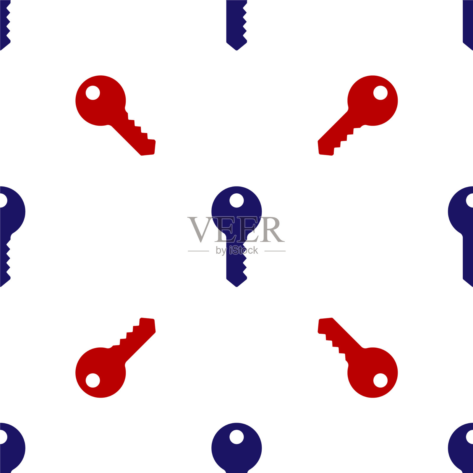 蓝色和红色房子的钥匙图标隔离无缝插画图片素材