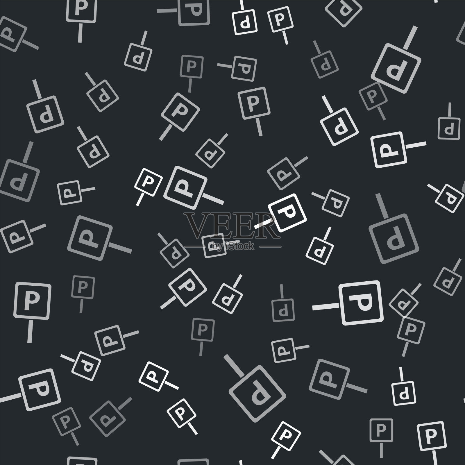 灰色停车图标隔离无缝模式上插画图片素材