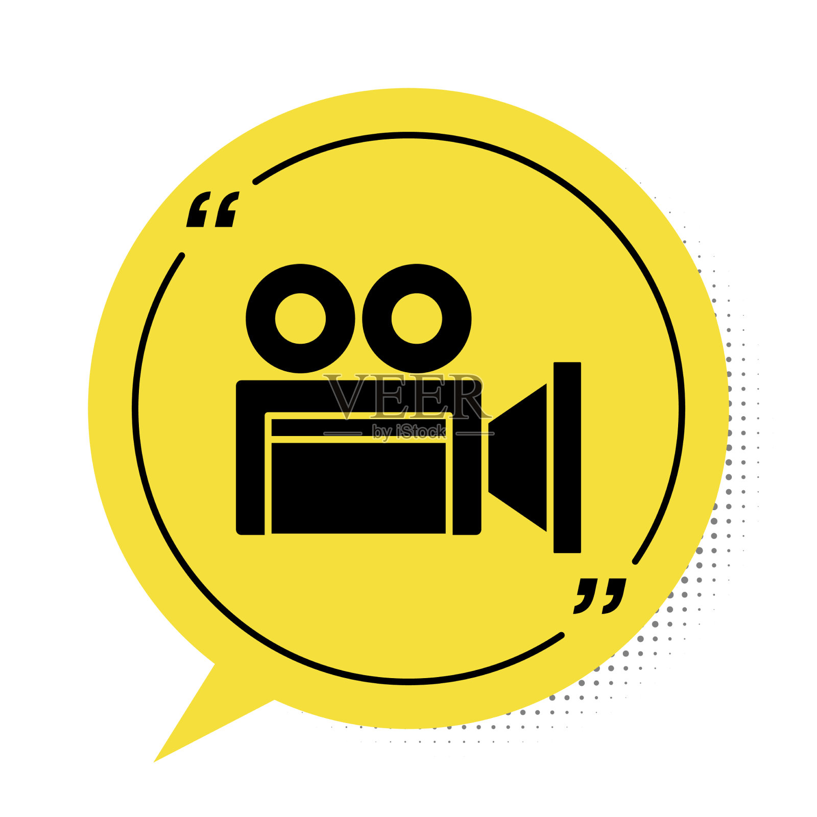 黑色电影摄像机图标孤立在白色插画图片素材