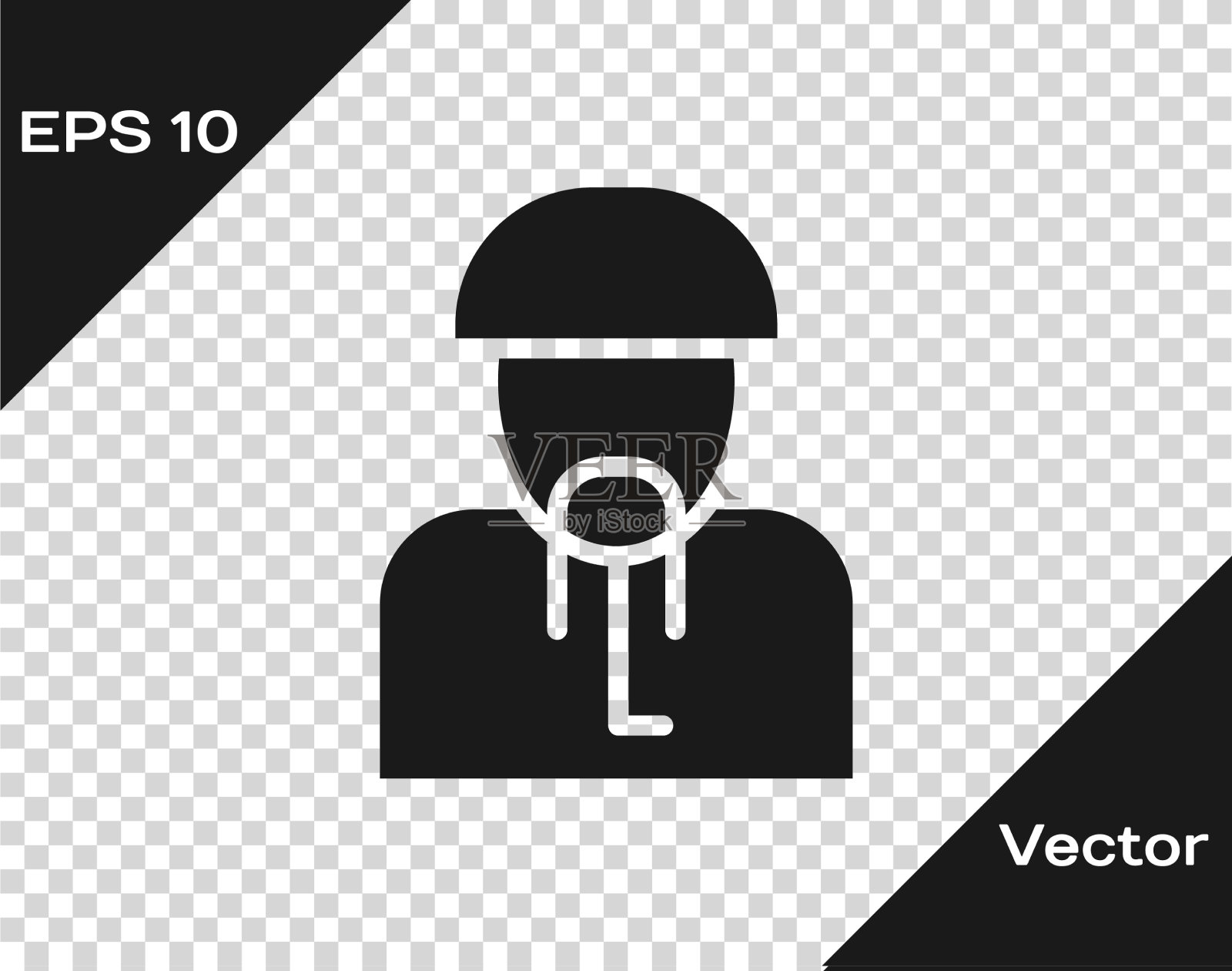 黑色乌克兰哥萨克图标孤立插画图片素材