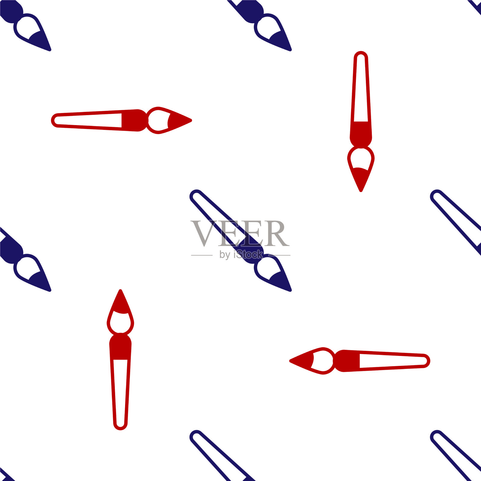 蓝色和红色油漆刷图标隔离无缝插画图片素材