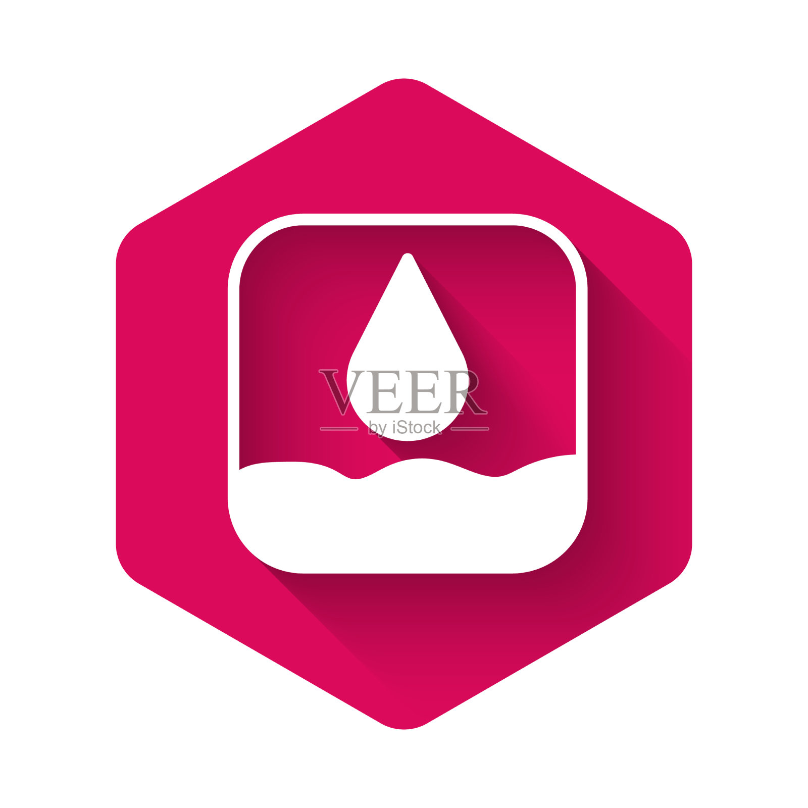 白色水滴图标孤立与长影子图标素材