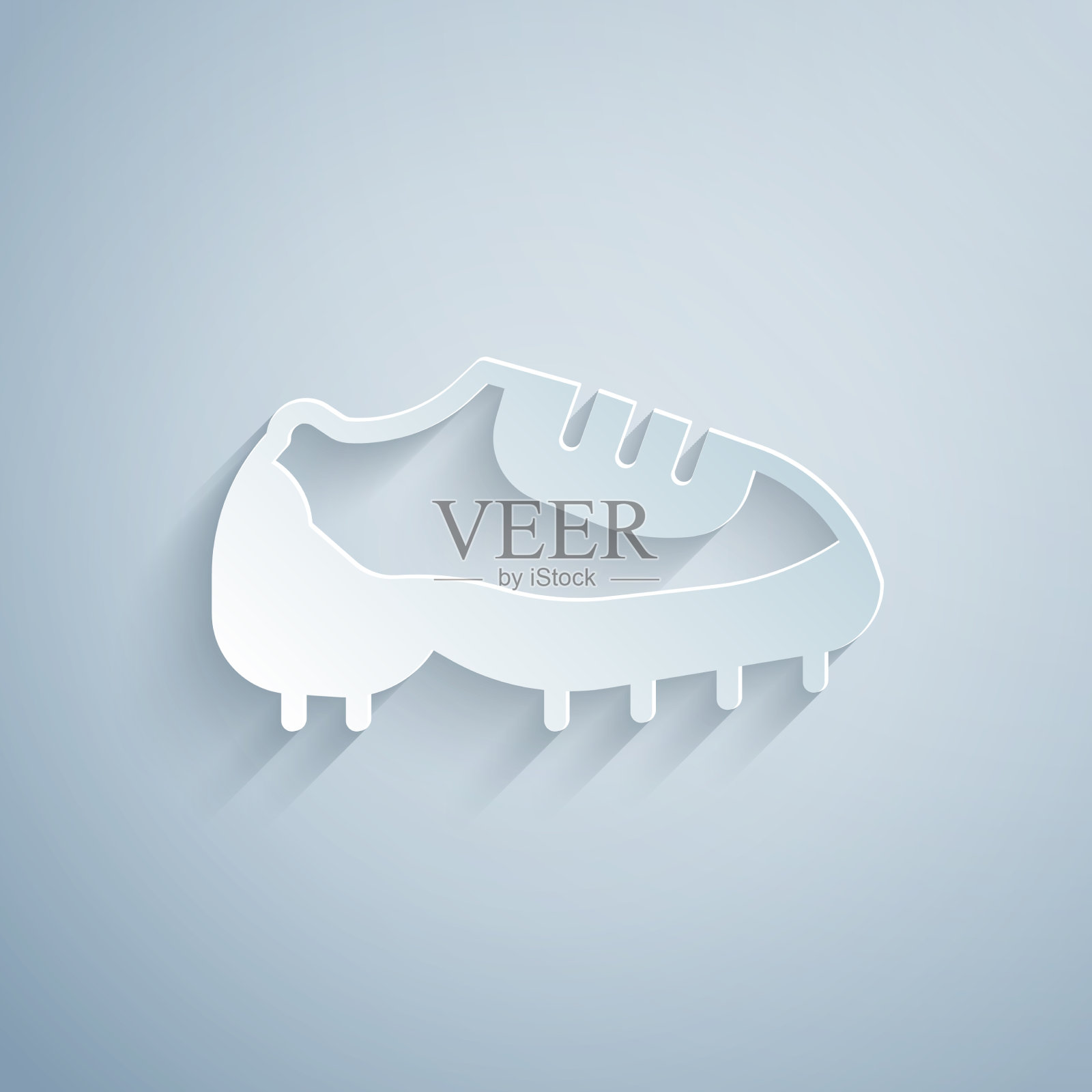 剪纸棒球鞋图标孤立在灰色插画图片素材