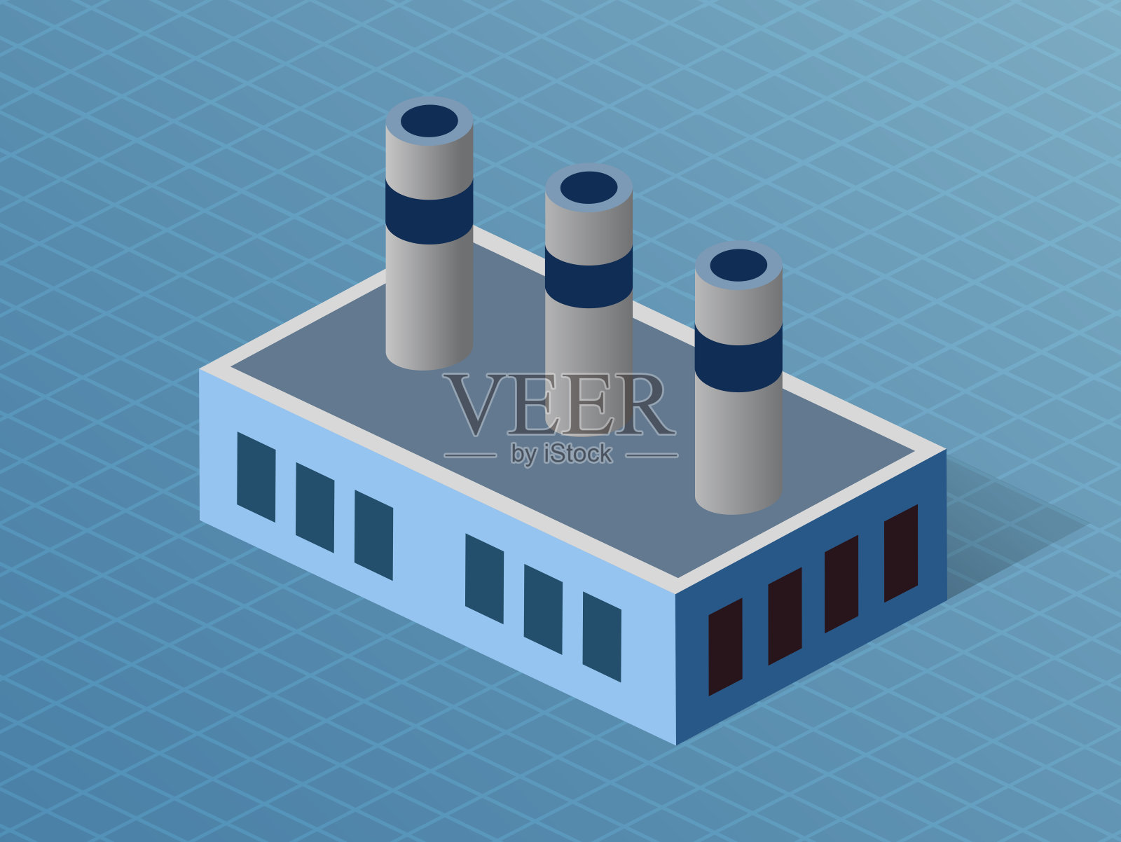 建筑等距三维立体工厂工业的现代建筑插画图片素材