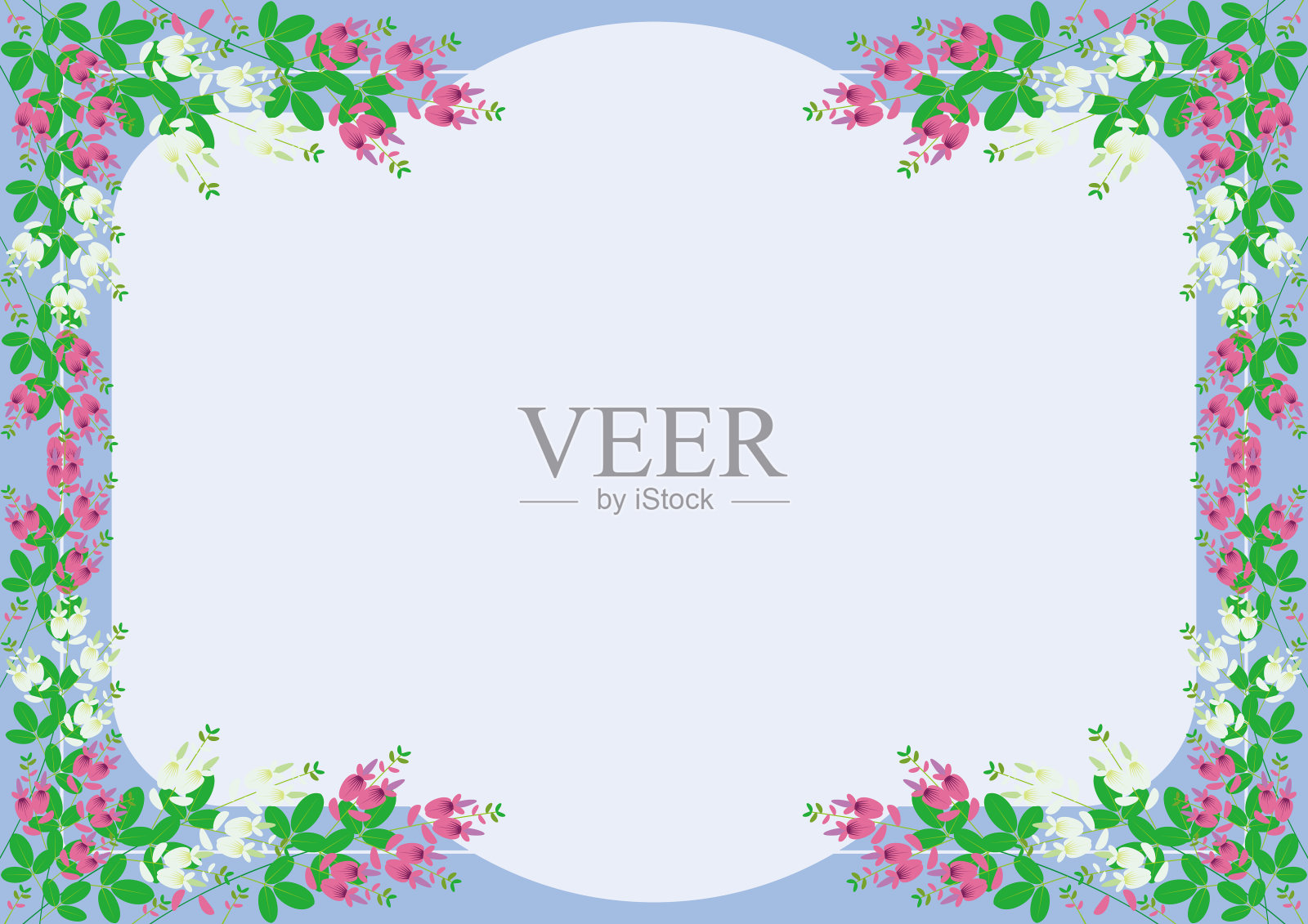 日本灌木三叶草边框背景插画图片素材