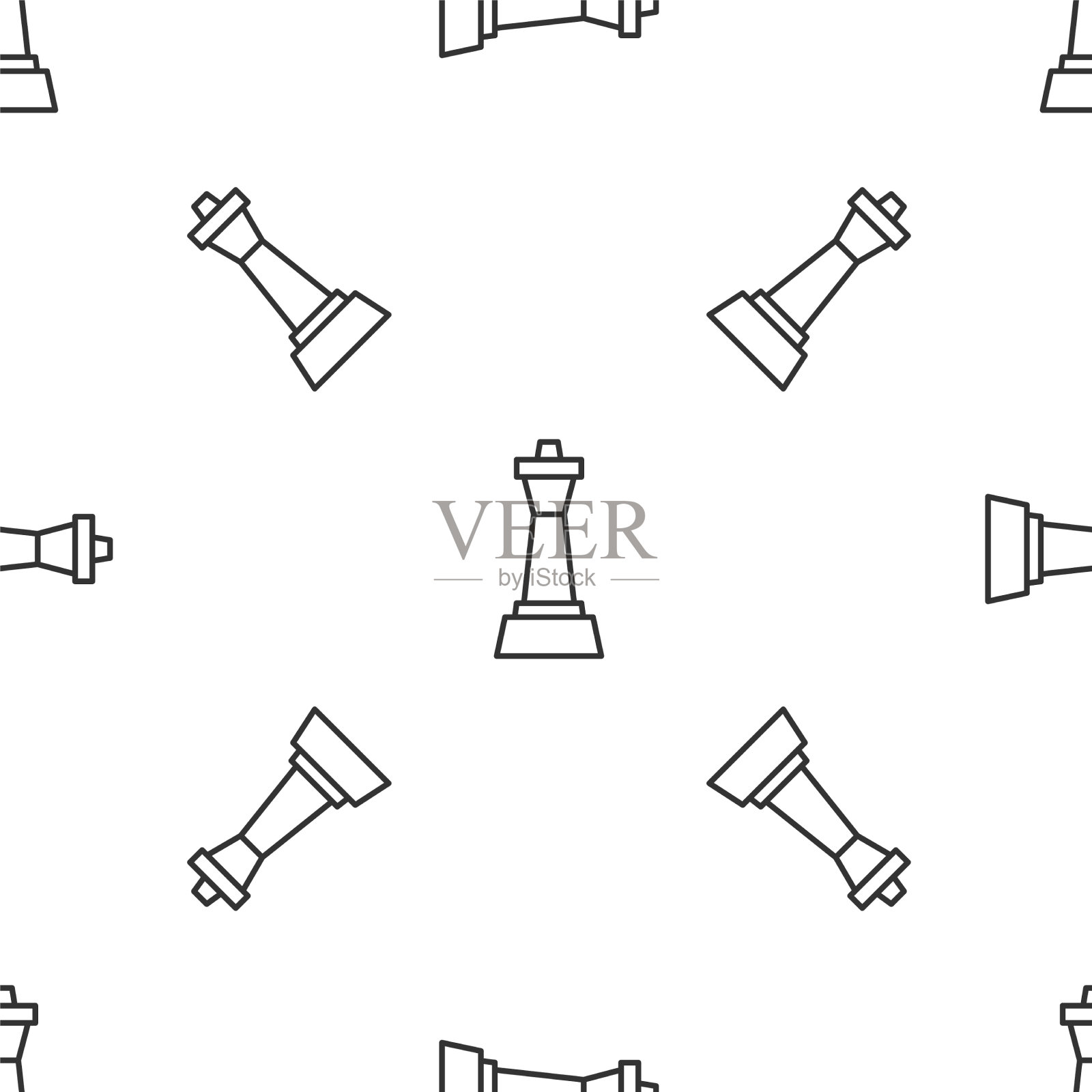 灰线象棋图标隔离无缝模式上插画图片素材