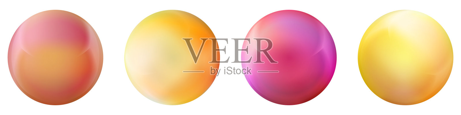 镶嵌着彩色玻璃球。光滑的现实球，三维抽象矢量插图突出在一个白色的背景。巨大的金属泡沫和阴影设计元素图片