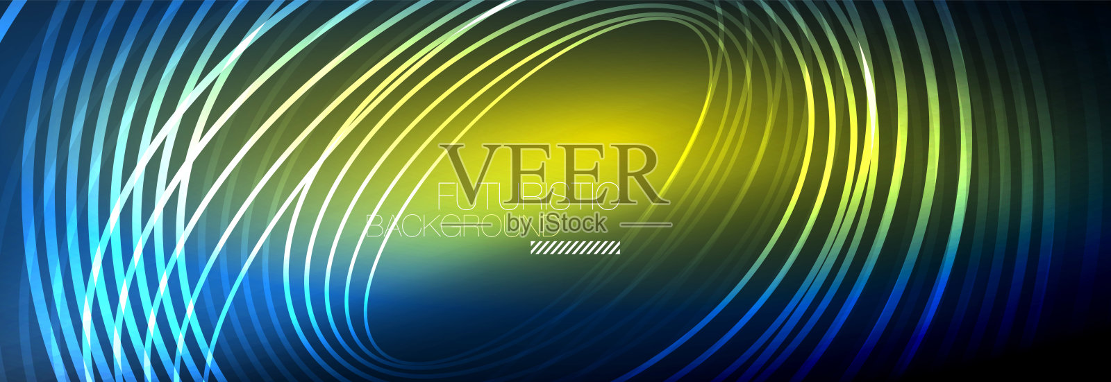 暗抽象背景与发光的霓虹灯圈。为商业或技术展示，互联网海报或网页小册子封面，墙纸的时髦的布局模板插画图片素材