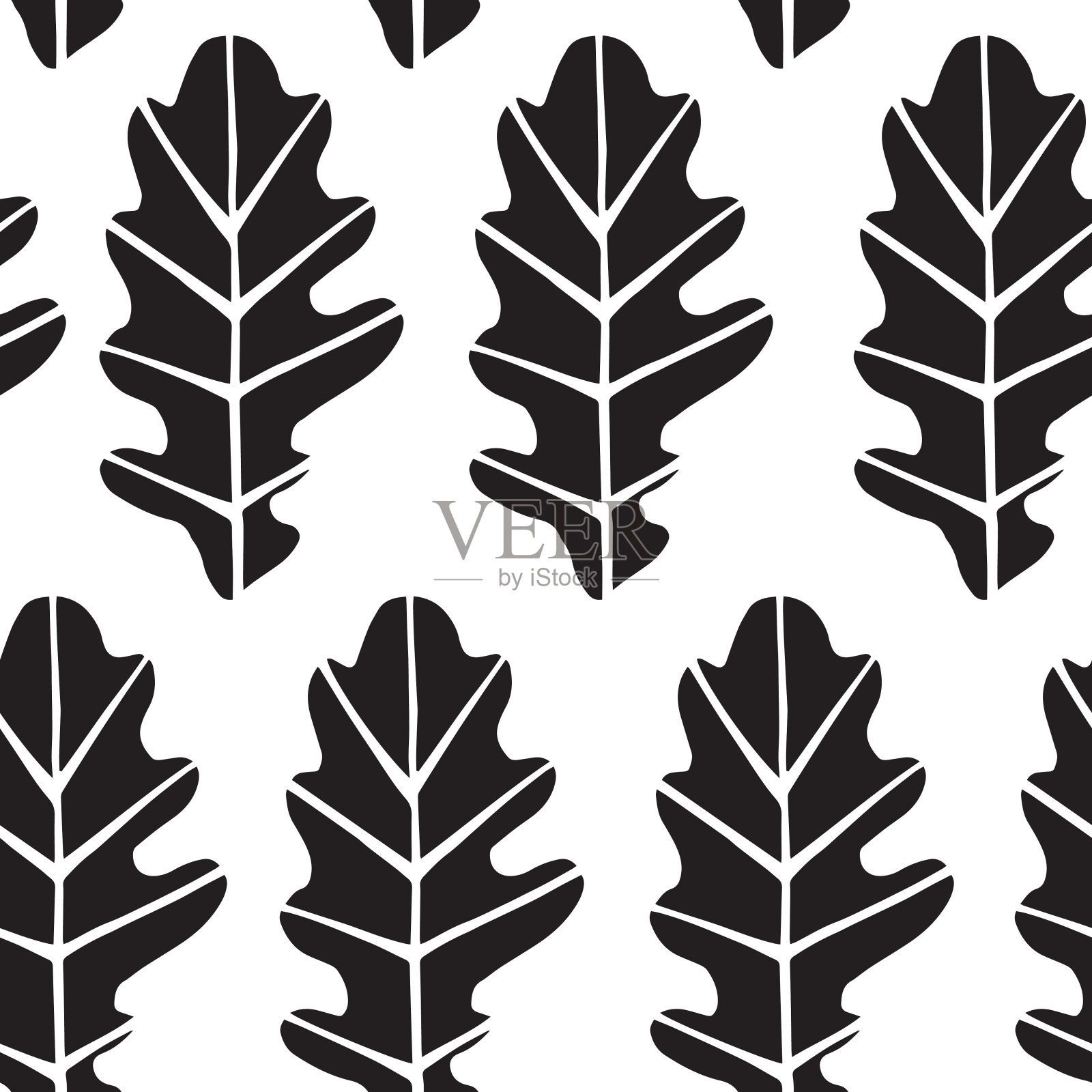 无缝的图案与橡树树叶。矢量插图。插画图片素材