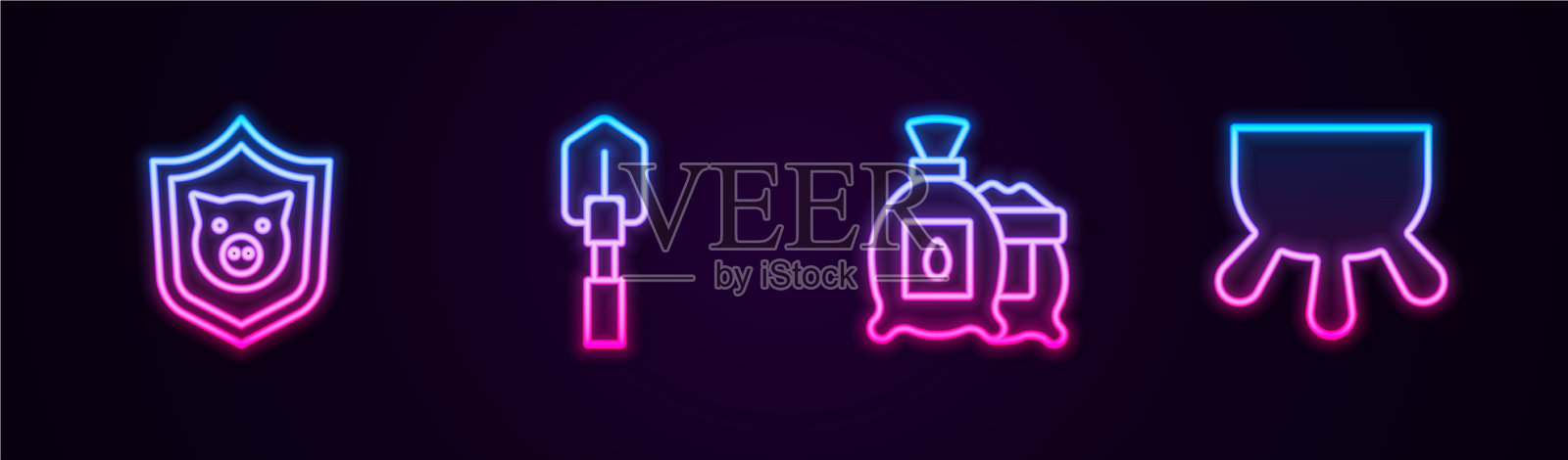 设线盾用猪铲包满插画图片素材