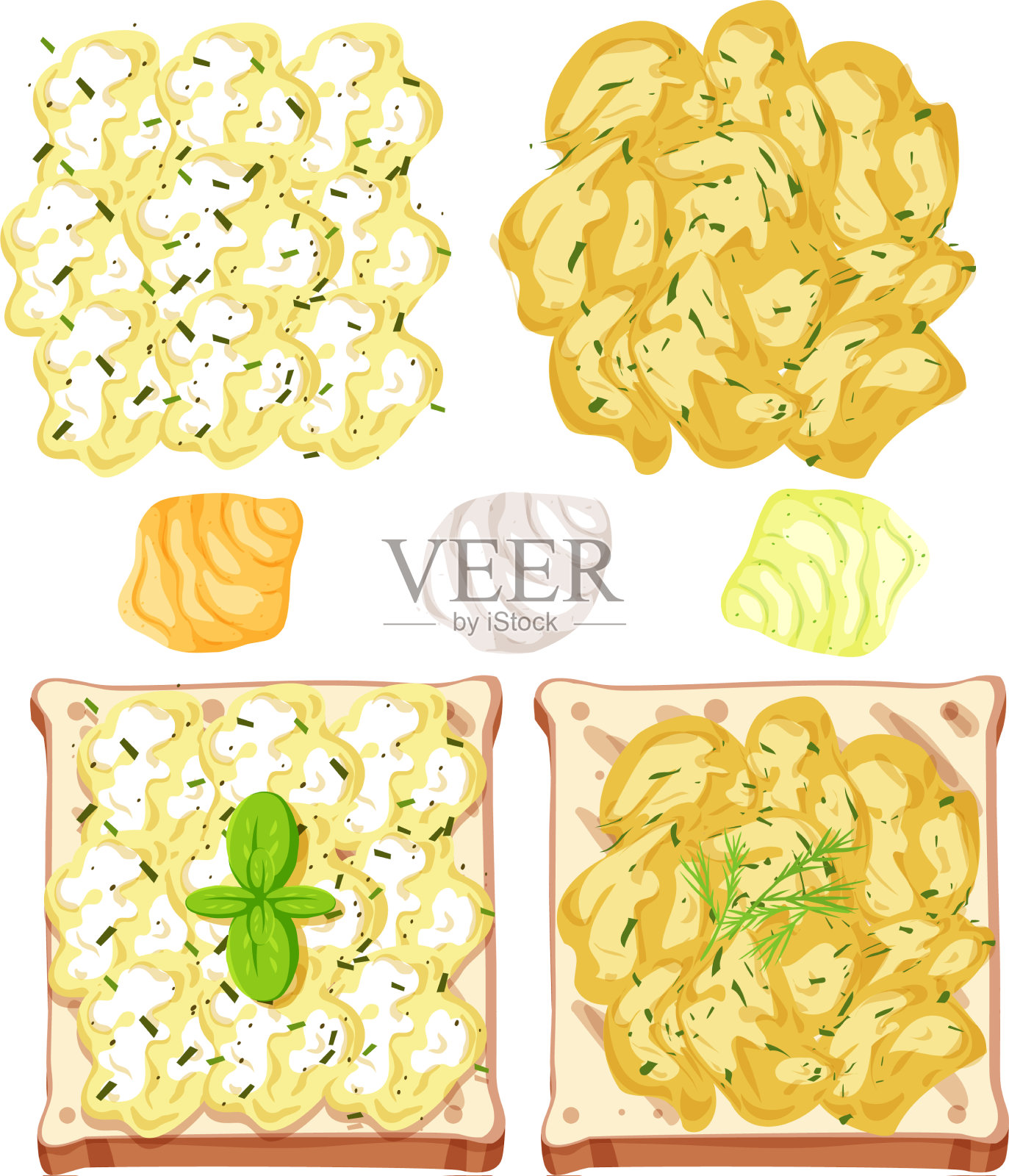 炒蛋面包孤立插画图片素材