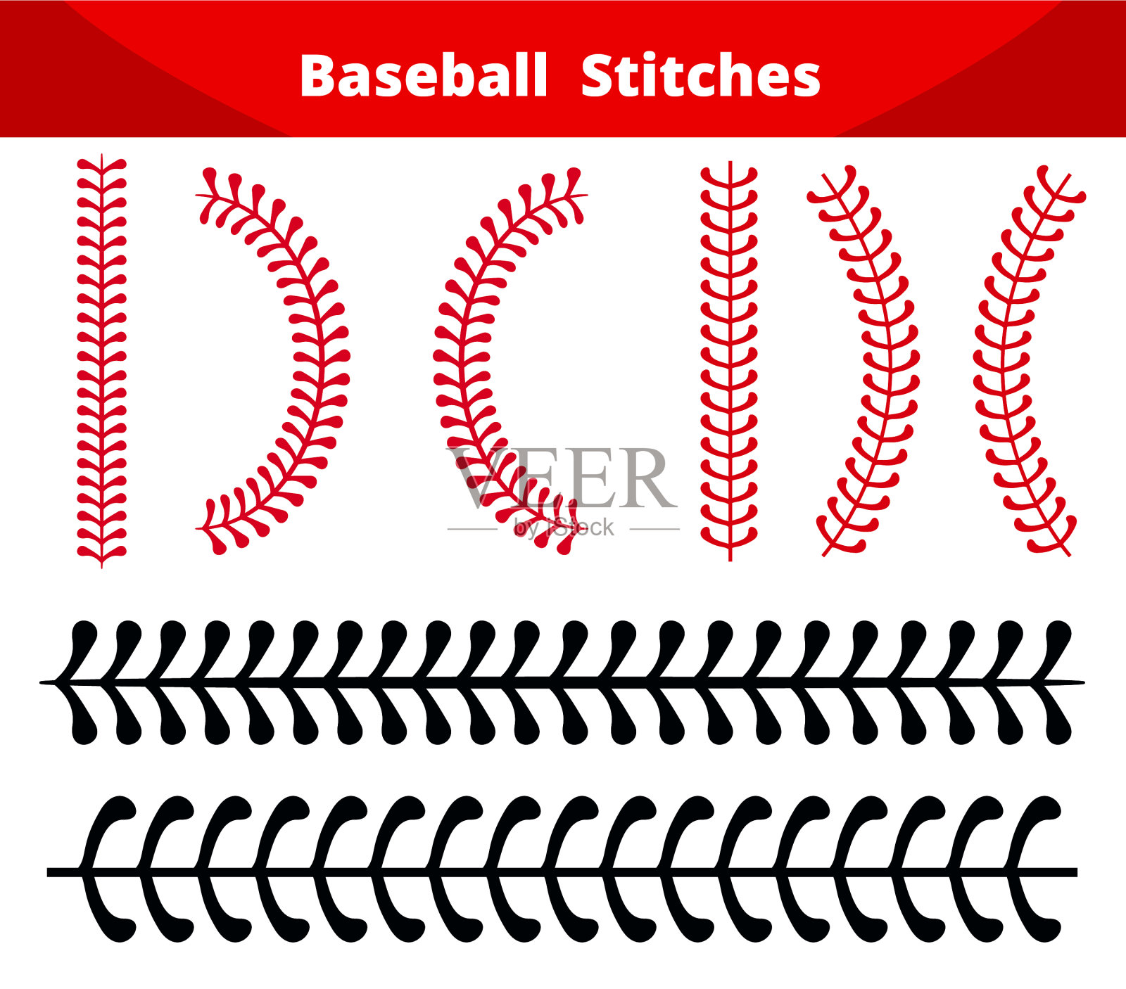 白色背景图案上的棒球缝线插画图片素材