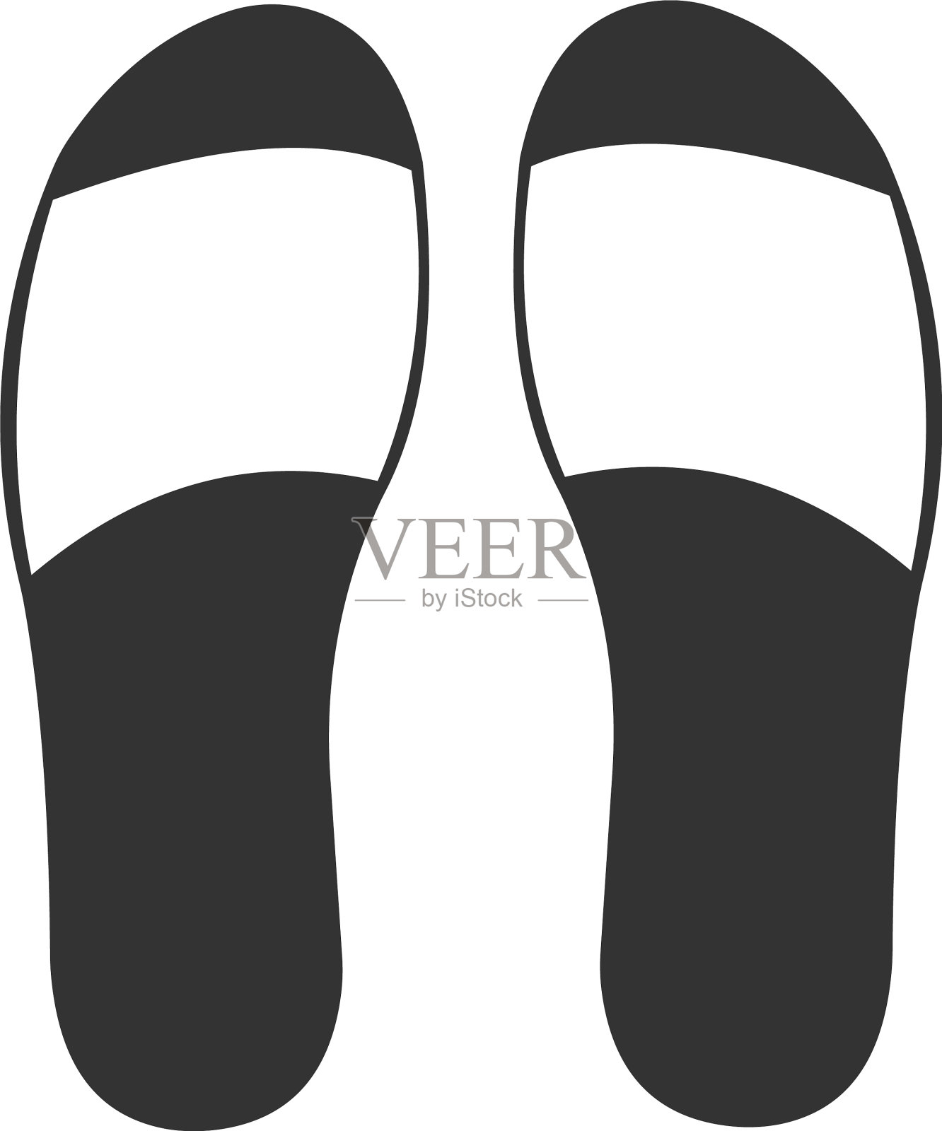 海滩鞋图标平图标在黑色风格插画图片素材