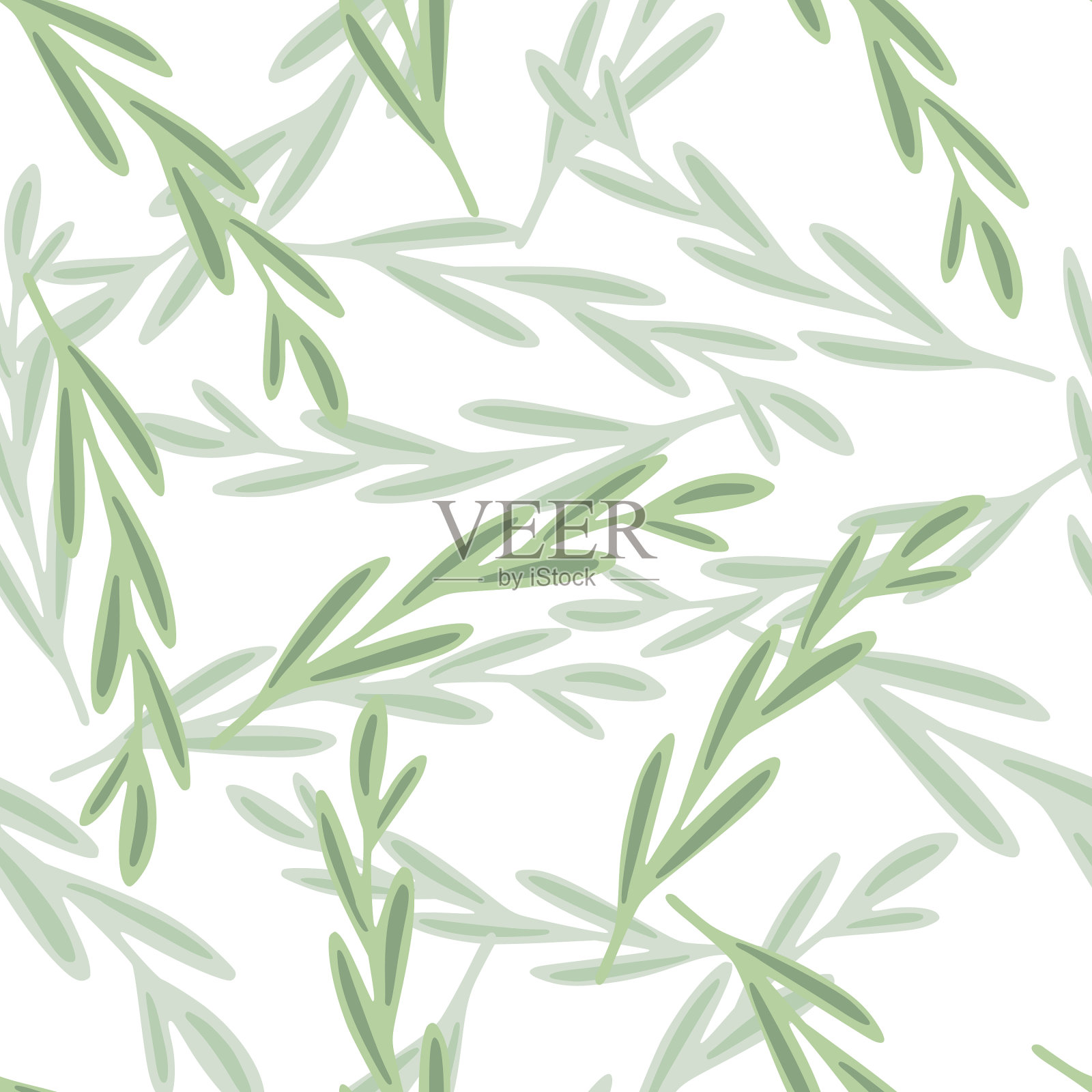 与树叶分离的自然无缝图案插画图片素材