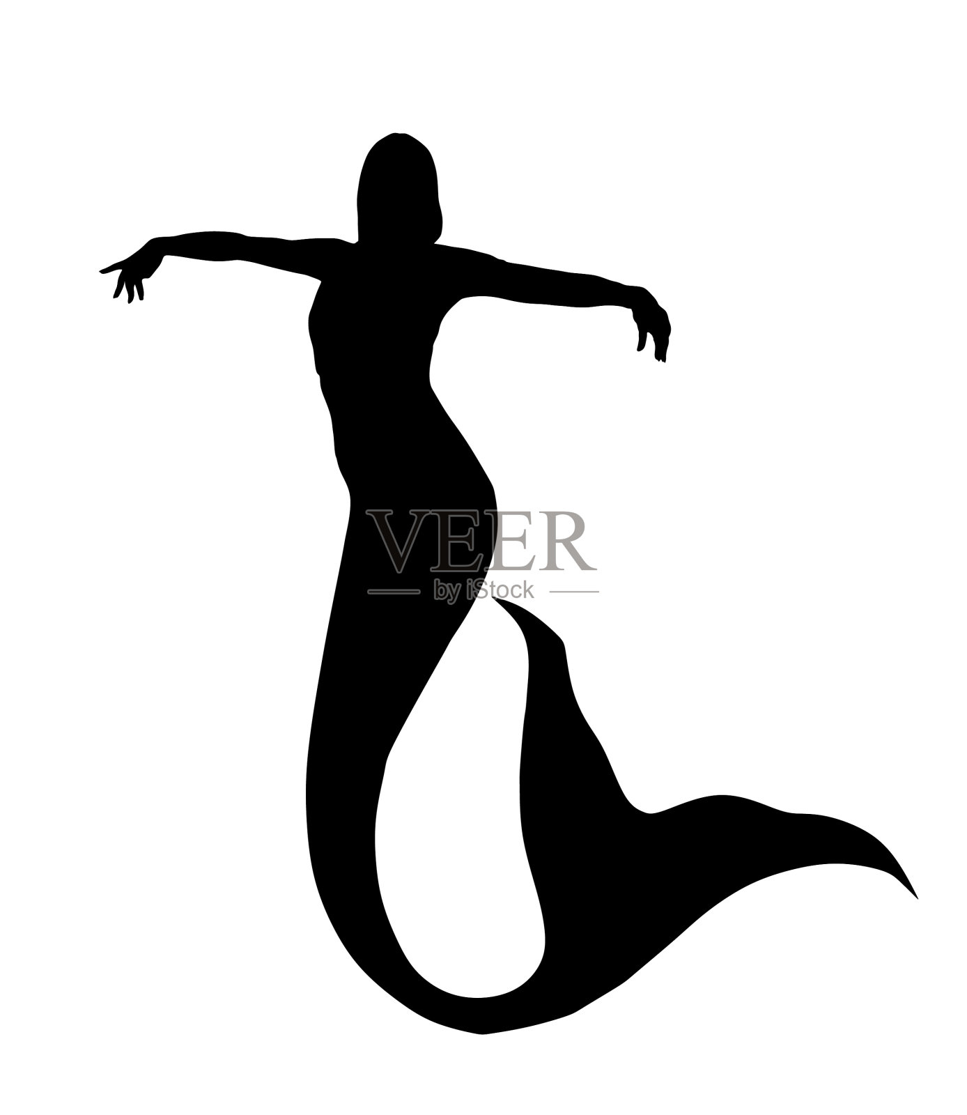 优雅的美人鱼轮廓插画图片素材