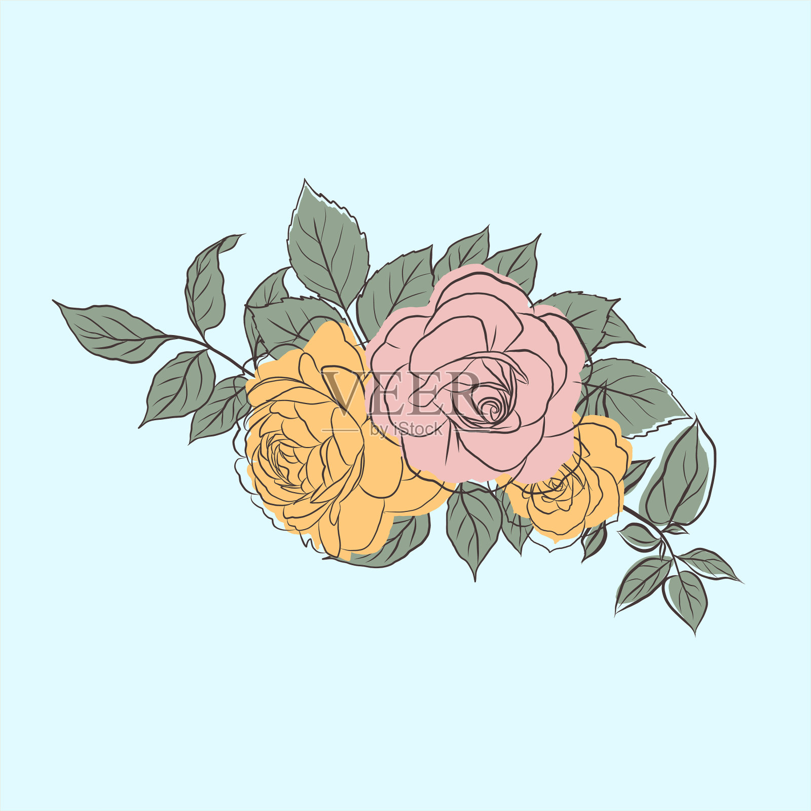 花束与春天线艺术插图插画图片素材