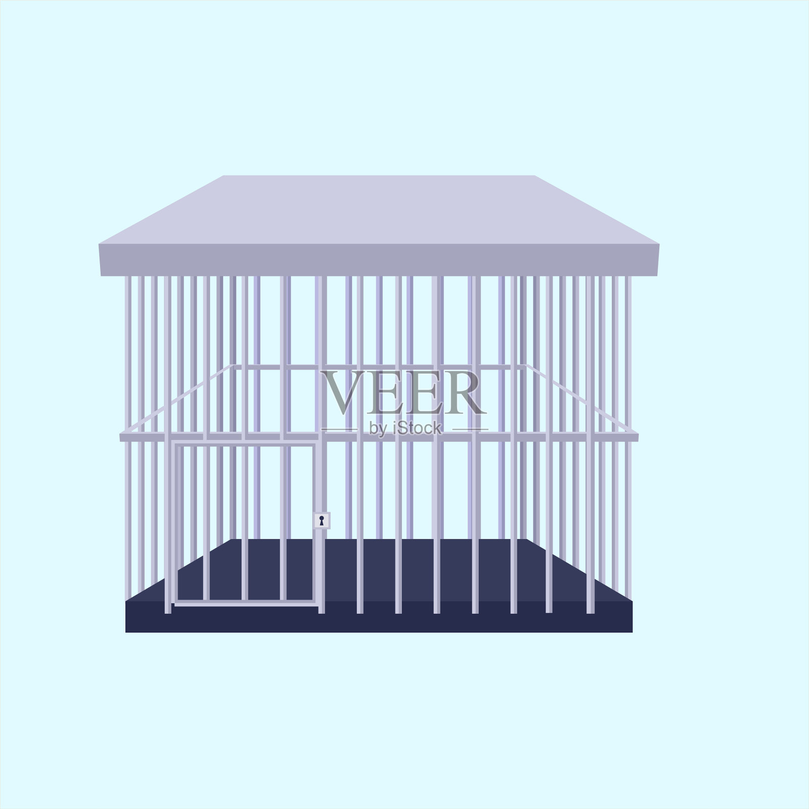 孤空兽笼斗圈人插画图片素材