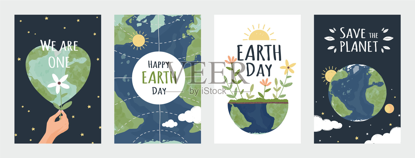 地球日海报拯救环境的理念插画图片素材