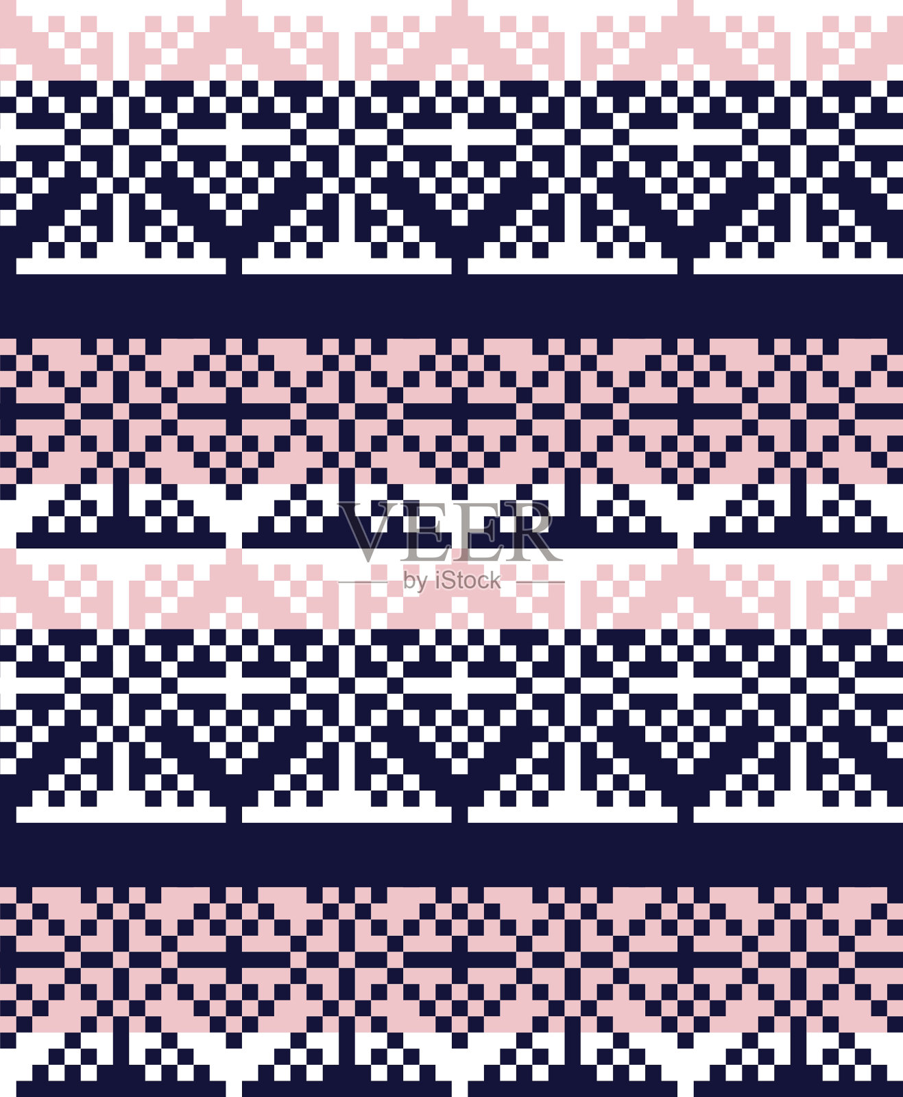 粉红色海军蓝圣诞集市岛无缝模式插画图片素材