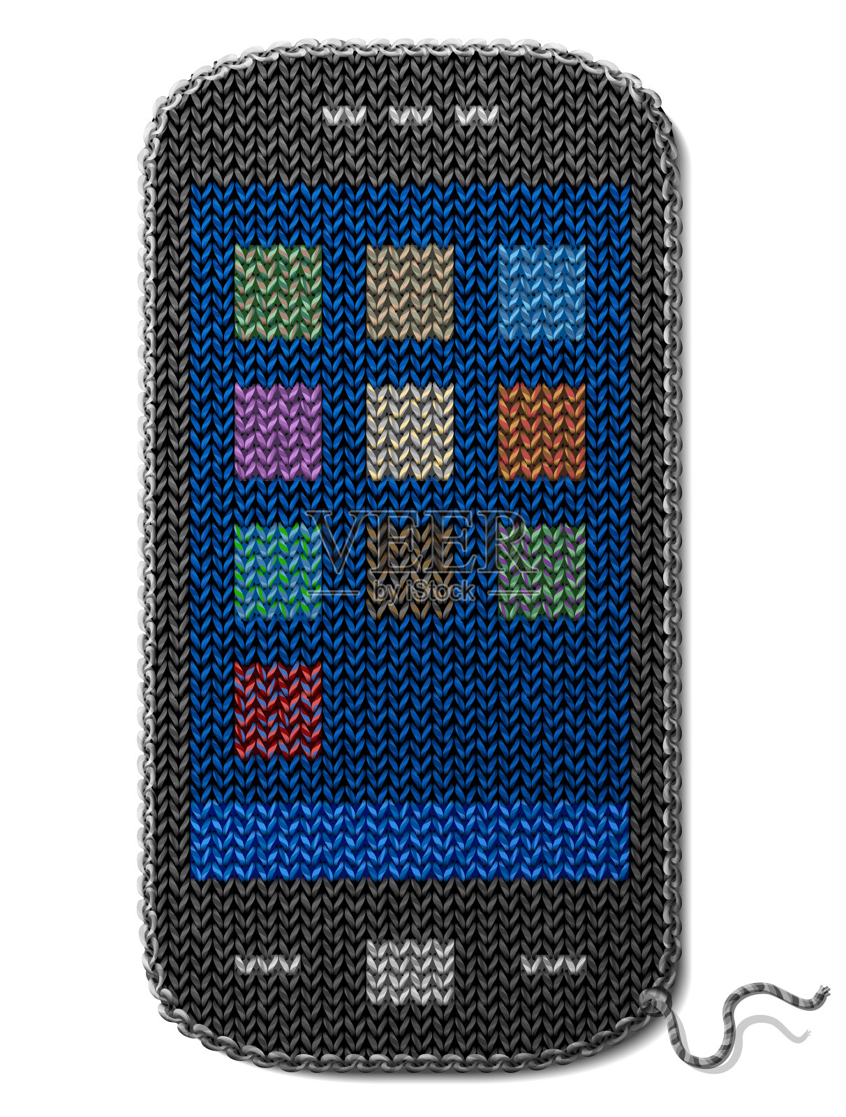 智能手机符号针织面料隔离在白色插画图片素材