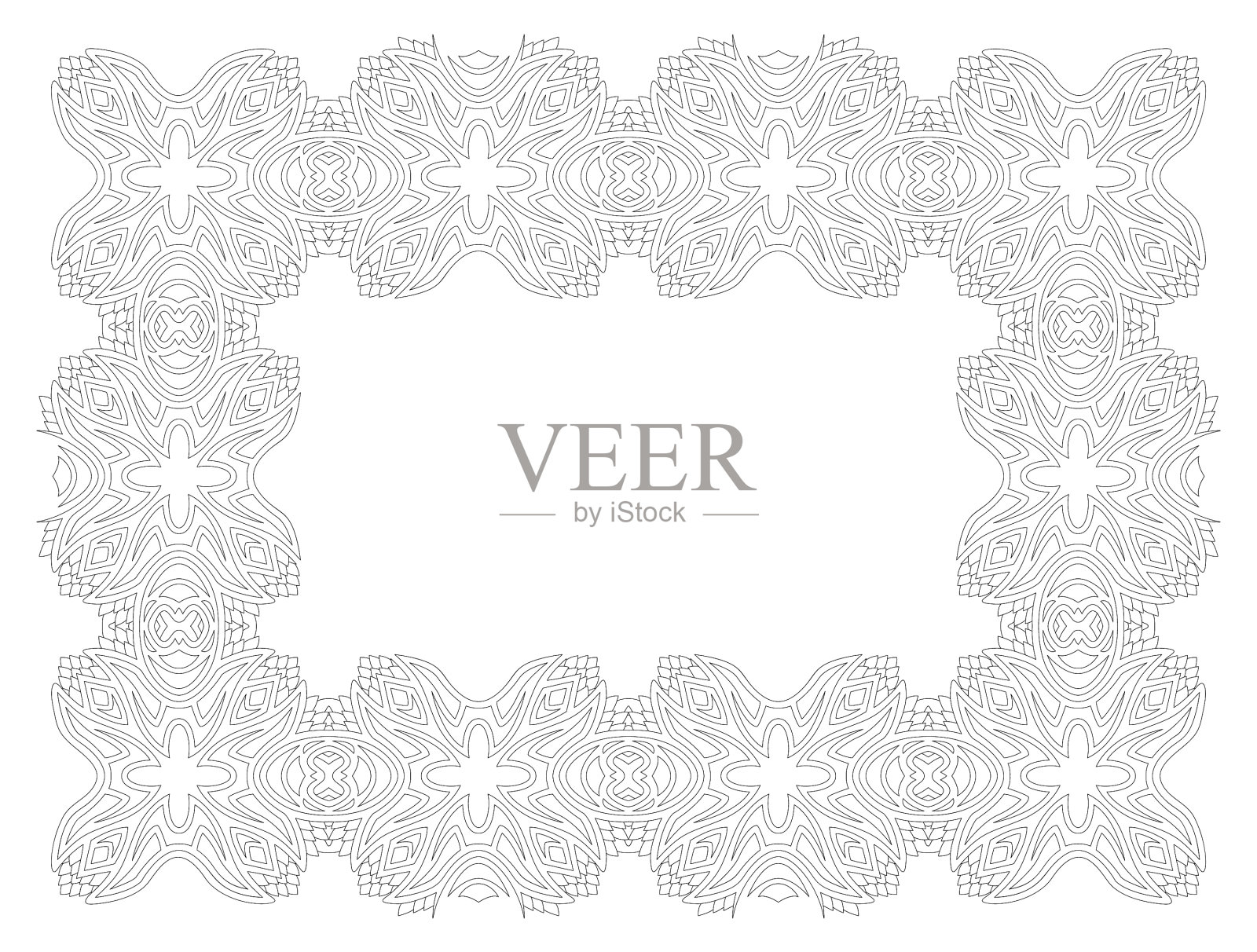 线条艺术的着色书与老式的框架设计元素图片